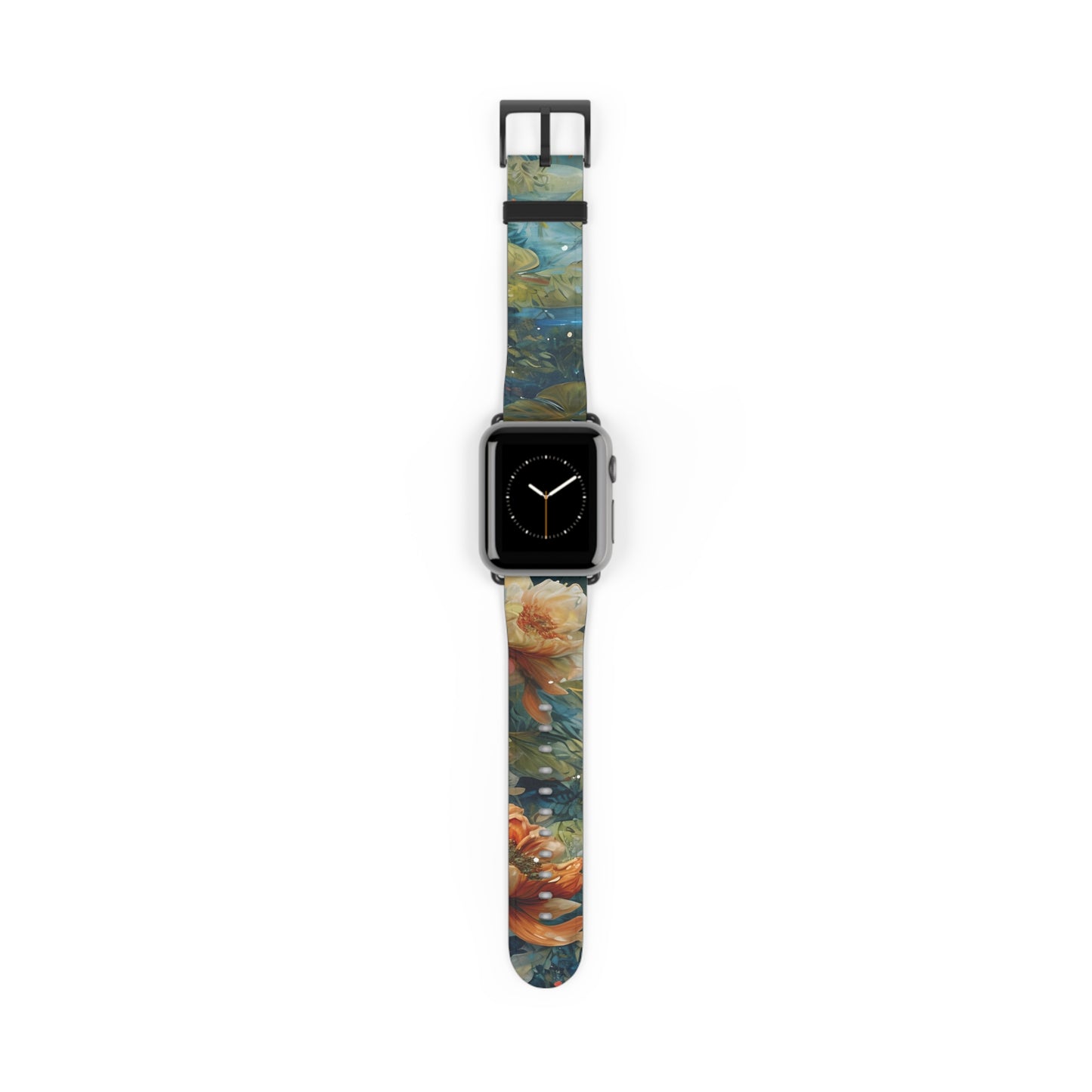 Waterlily Nocturne Apple Watch Band - Nature-Inspired Art Strap, Elegant Mountain Lake Design, Premium Gift for Outdoor Lovers