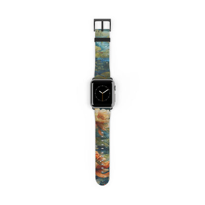 Waterlily Nocturne Apple Watch Band - Nature-Inspired Art Strap, Elegant Mountain Lake Design, Premium Gift for Outdoor Lovers