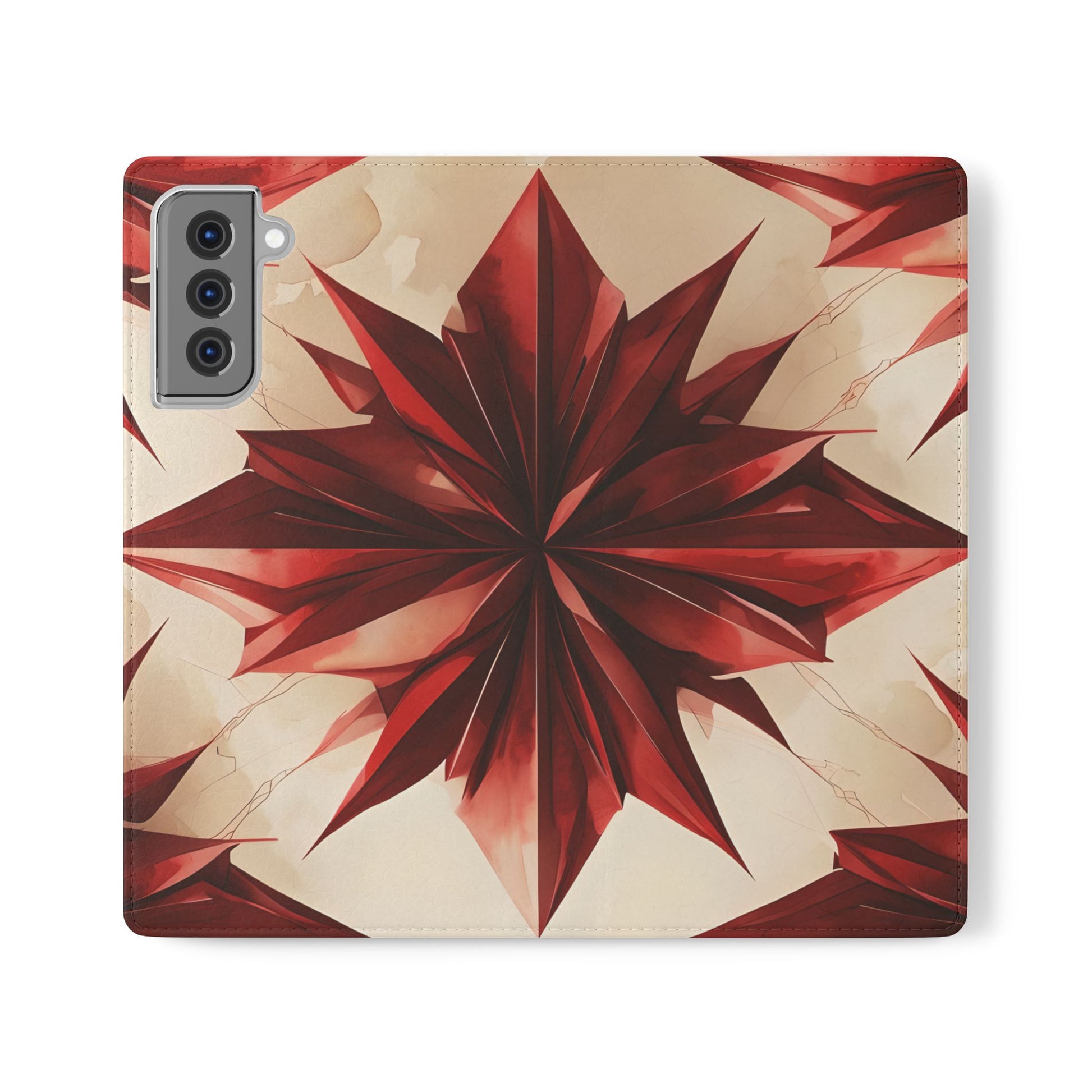 Ruby Compass Samsung Galaxy S21 Plus Wallet Case - Bold Geometric Flip Cover with Card Slots