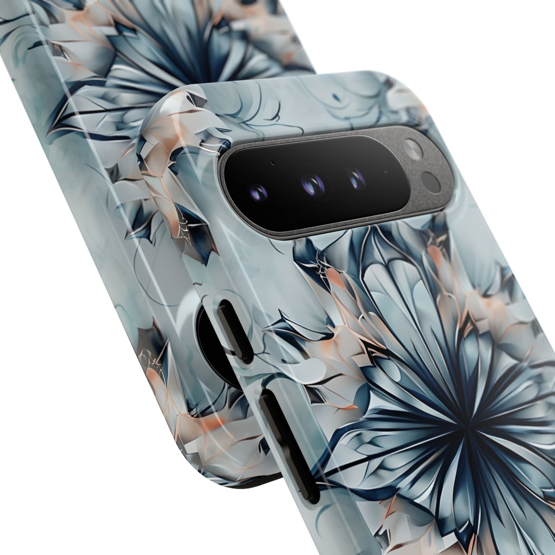 Indigo Mirage - Artistic Kaleidoscope Collection Artistic Floral - Google Pixel 9 Pro XL Tough Phone Case - Bold Indigo Symmetrical Design