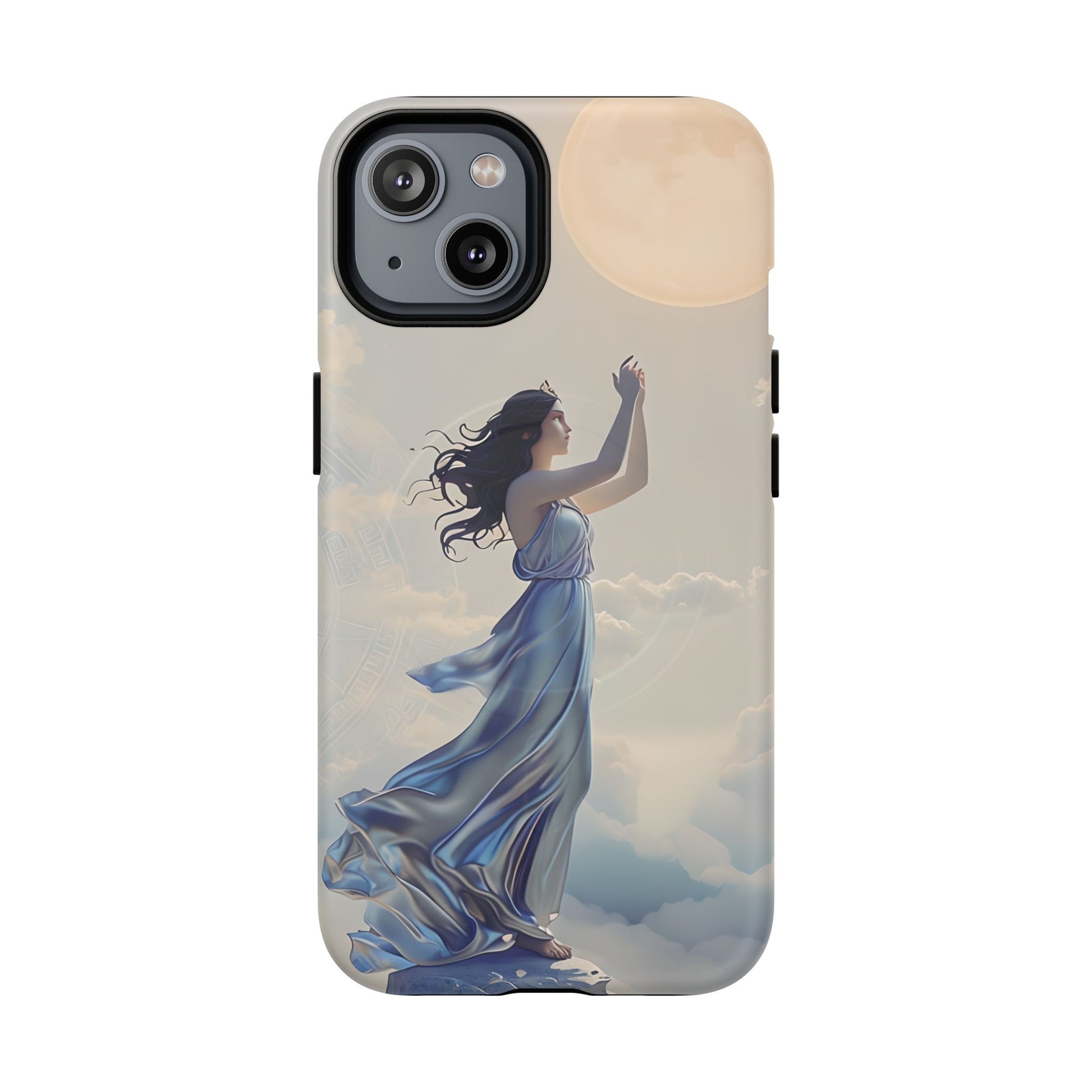 Moonlit Ascend - Ethereal Celestial Art iPhone 14 MagSafe Phone Case -Dreamy Night Sky & Floating Woman Design
