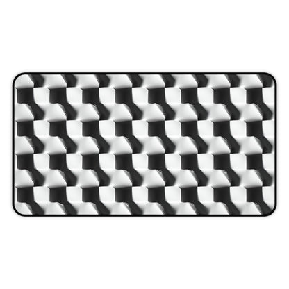 Monochrome Grid Desk Mat - Premium Office Desk Pad, 3 Sizes Available, Artistic Workspace Protection