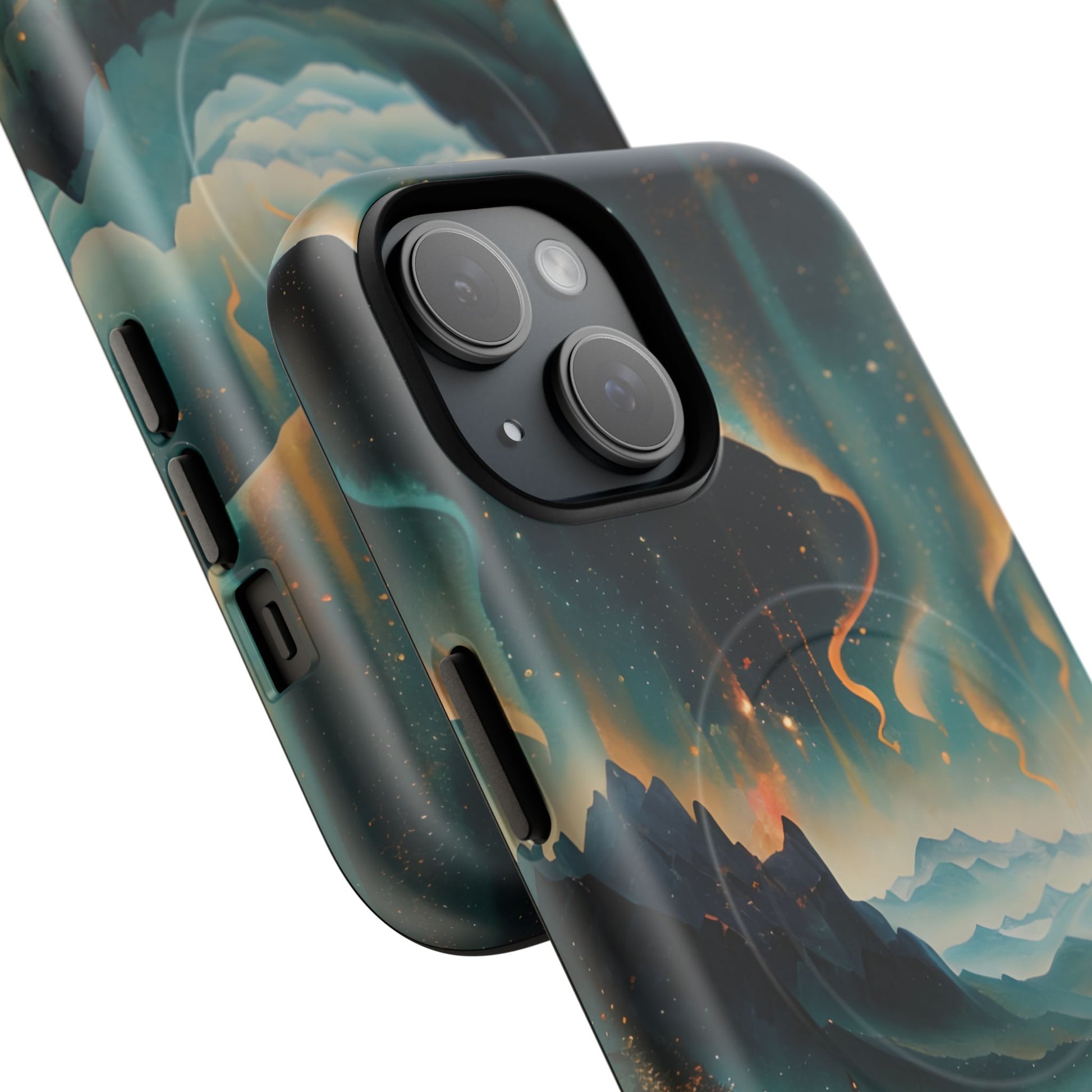 Aurora Dreamscape iPhone 15 Case – Northern Lights Art, MagSafe Compatible, Tough Shockproof Cover