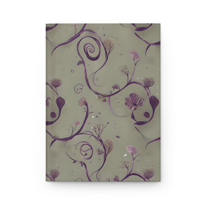 Twilight Thistle Bloom hardcover journal with delicate violet thistle flowers and swirling botanical vines