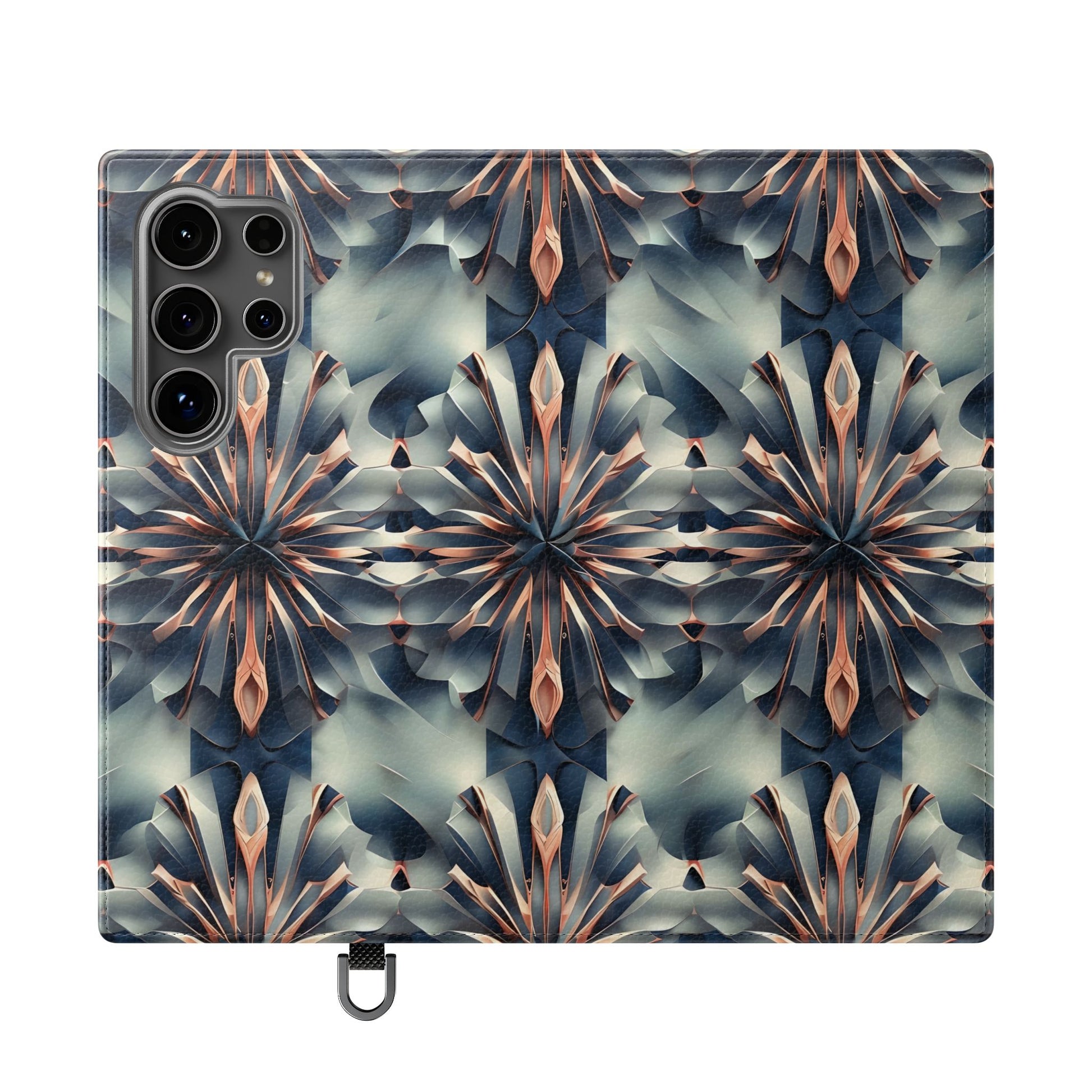 Obsidian Kaleidoscope Samsung Galaxy S24 Ultra Wallet Case - Elegant Abstract Flip Cover with Card Slots