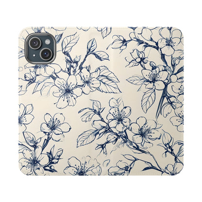 Blossom Sketch - Minimalist Floral Flip Phone Case for iPhone