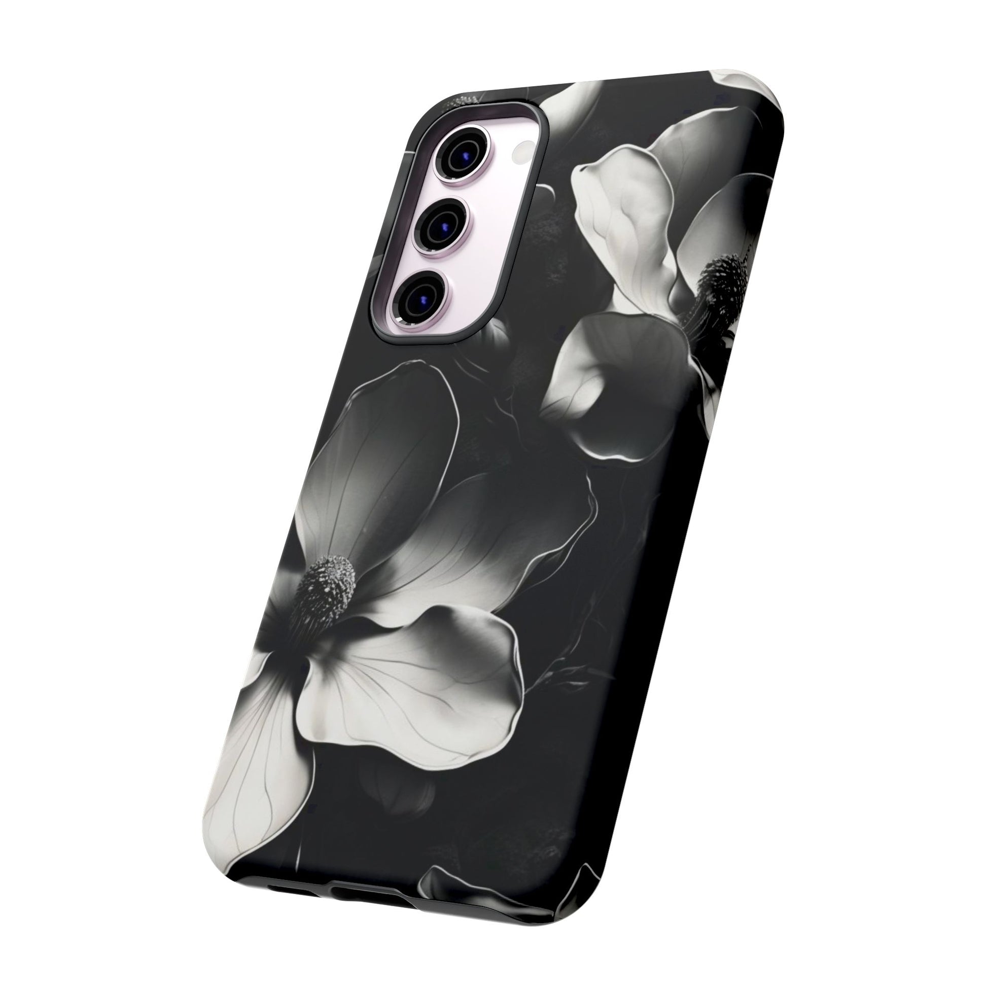 Monochrome Magnolia - Elegant Black & White Floral Samsung Galaxy S23 Plus Tough Phone Case - Artistic Magnolia Design