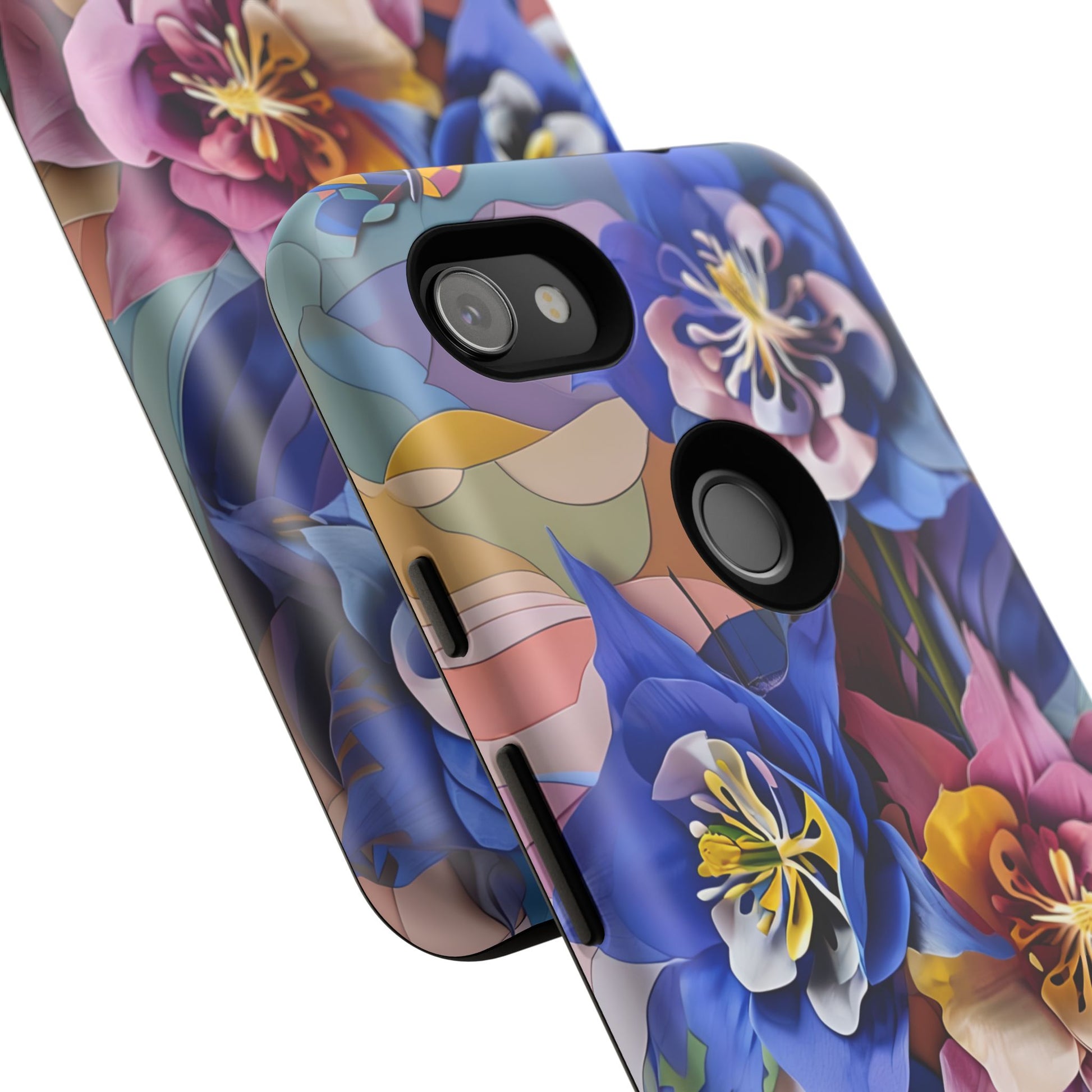 Blue Columbine Carnivale - Artistic Floral & Butterfly Google Pixel 3a XL Tough Phone Case - Vibrant Botanical Design