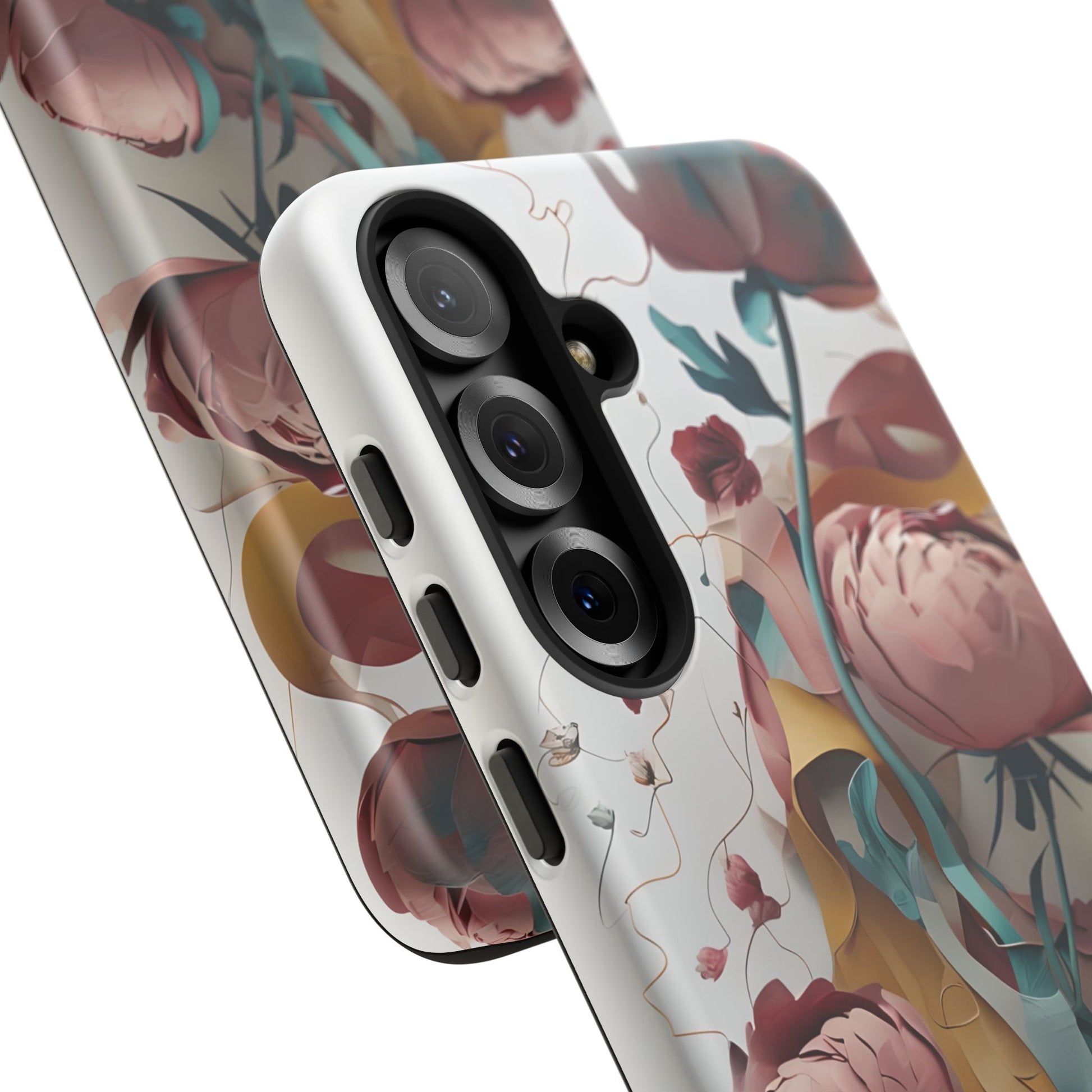 Blushing Peony Veil - Elegant Painterly Floral Samsung Galaxy S25 Plus Tough Phone Case - Soft Blush & Teal Peony Design