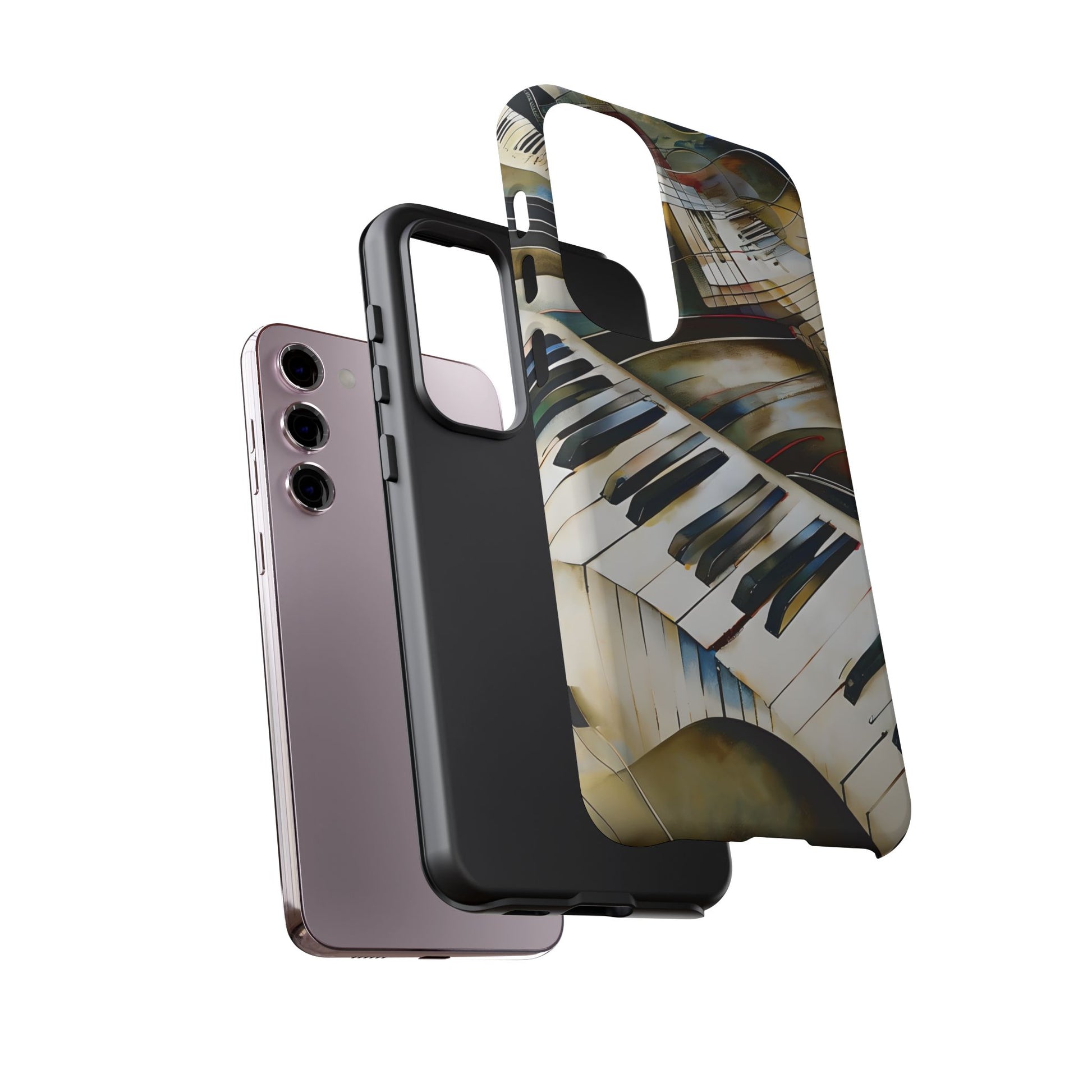 Ivory Cascade Abstract Keyboard Music Tough Case for Samsung Galaxy S23 Plus - Shockproof Phone Cover