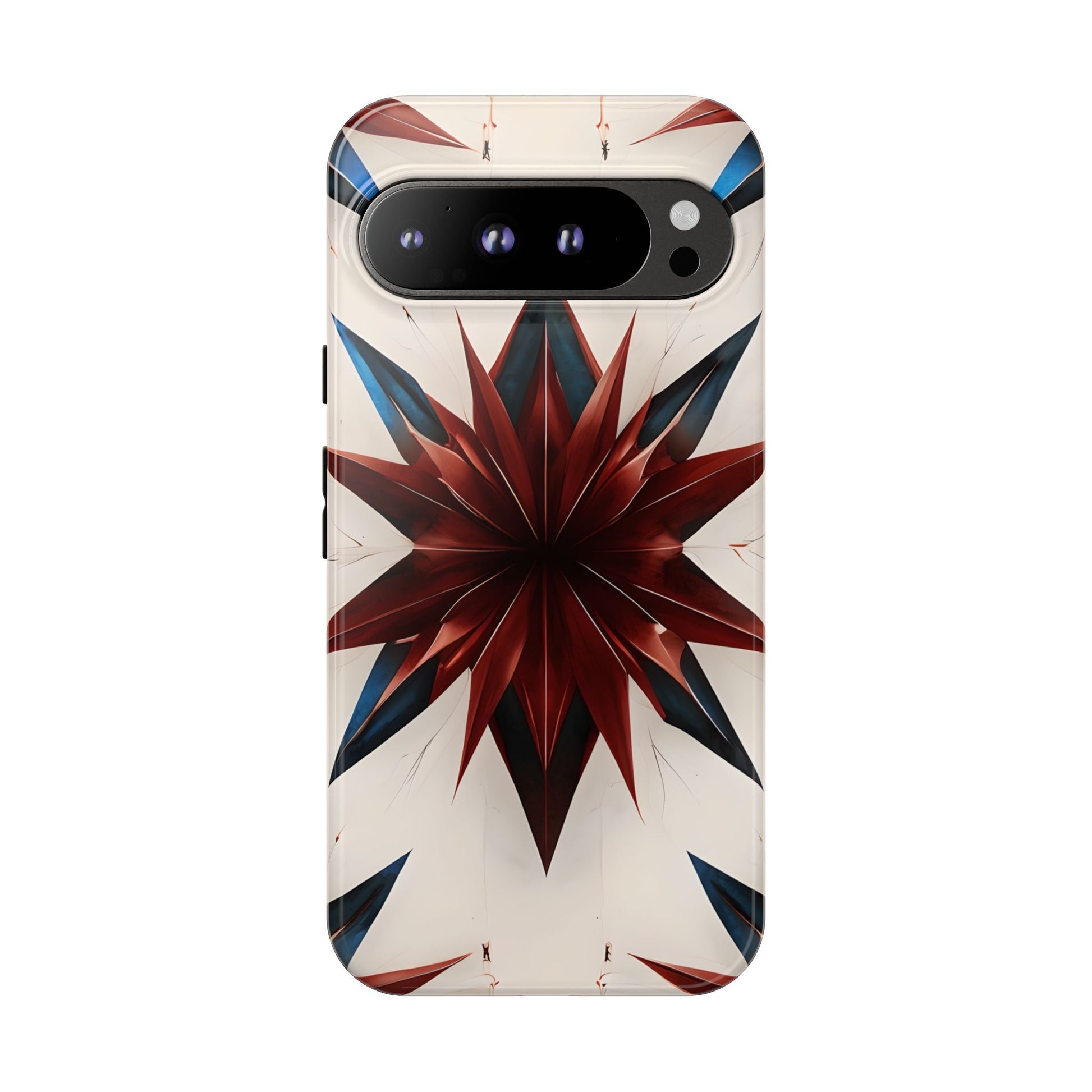 Garnet Starburst - Kaleidoscope Collection Gemstone Floral - Google Pixel 9 Pro XL Tough Phone Case - Floral Burst Design