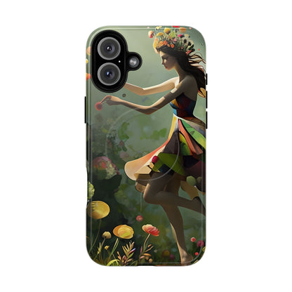 Dancing Wildflower Muse iPhone - Artistic Floral Fantasy Cover - MagSafe Compatible - Whimsical Nature-Inspired Protective Accessory