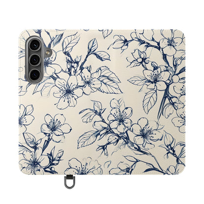 Blossom Sketch - Minimalist Floral Flip Phone Case for Samsung Galaxy
