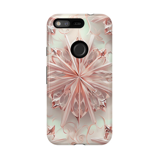 Blush Frost from our Kaleidoscope Collection - Google Pixel tough case - Soft Pink Geometric Floral Design