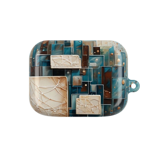 Architectural Drift AirPods Case - Modern Geometric Teal & Parchment Design for Gen 1, 2, 3, Pro Gen 1 & 2