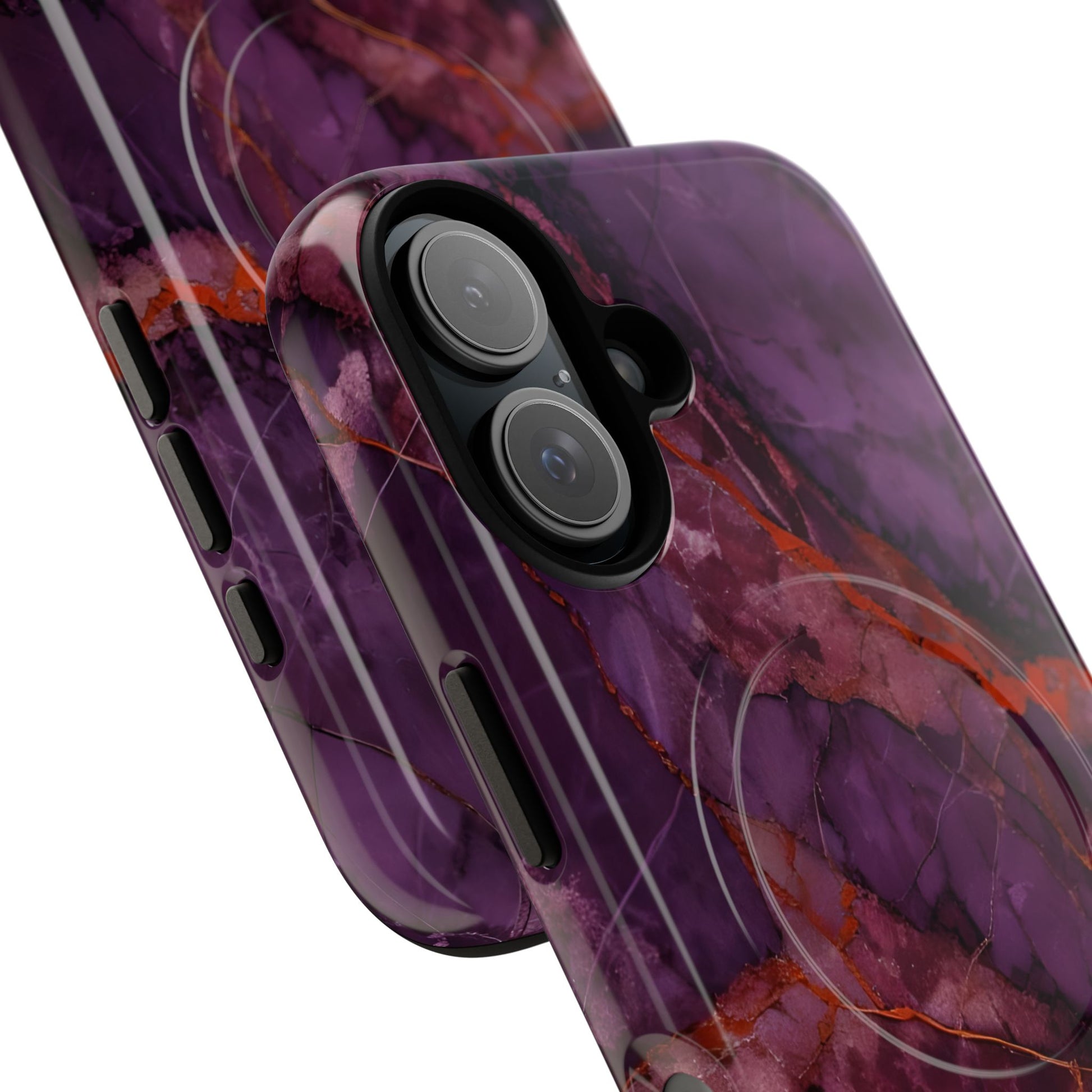 Amethyst Current - Kaleidoscope Collection Artistic Floral Burst - iPhone 16 MagSafe Phone Case - Bold Purple Symmetrical Design