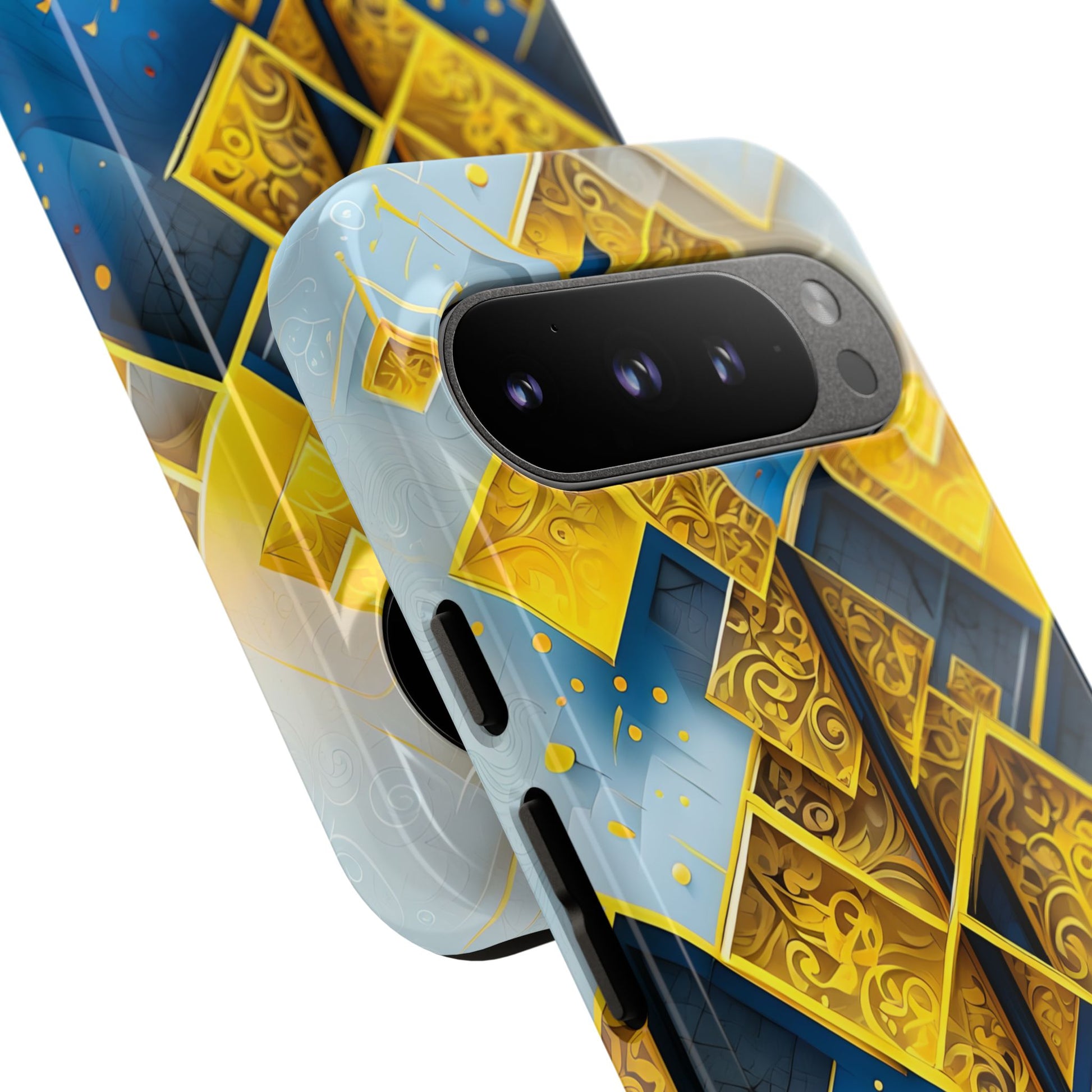 Golden Ascent Luxe Geometric Google Pixel 9 Pro Tough Case - Elegant Abstract Gold Design
