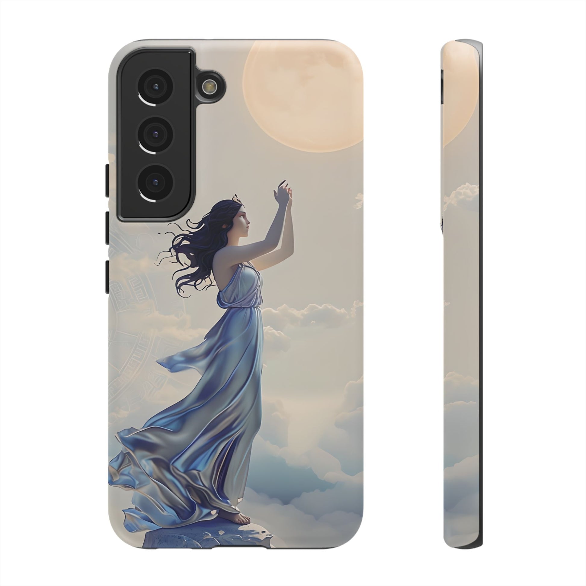 Moonlit Ascend - Ethereal Celestial Art Samsung Galaxy S22 Tough Phone Case - Dreamy Night Sky & Floating Woman Design