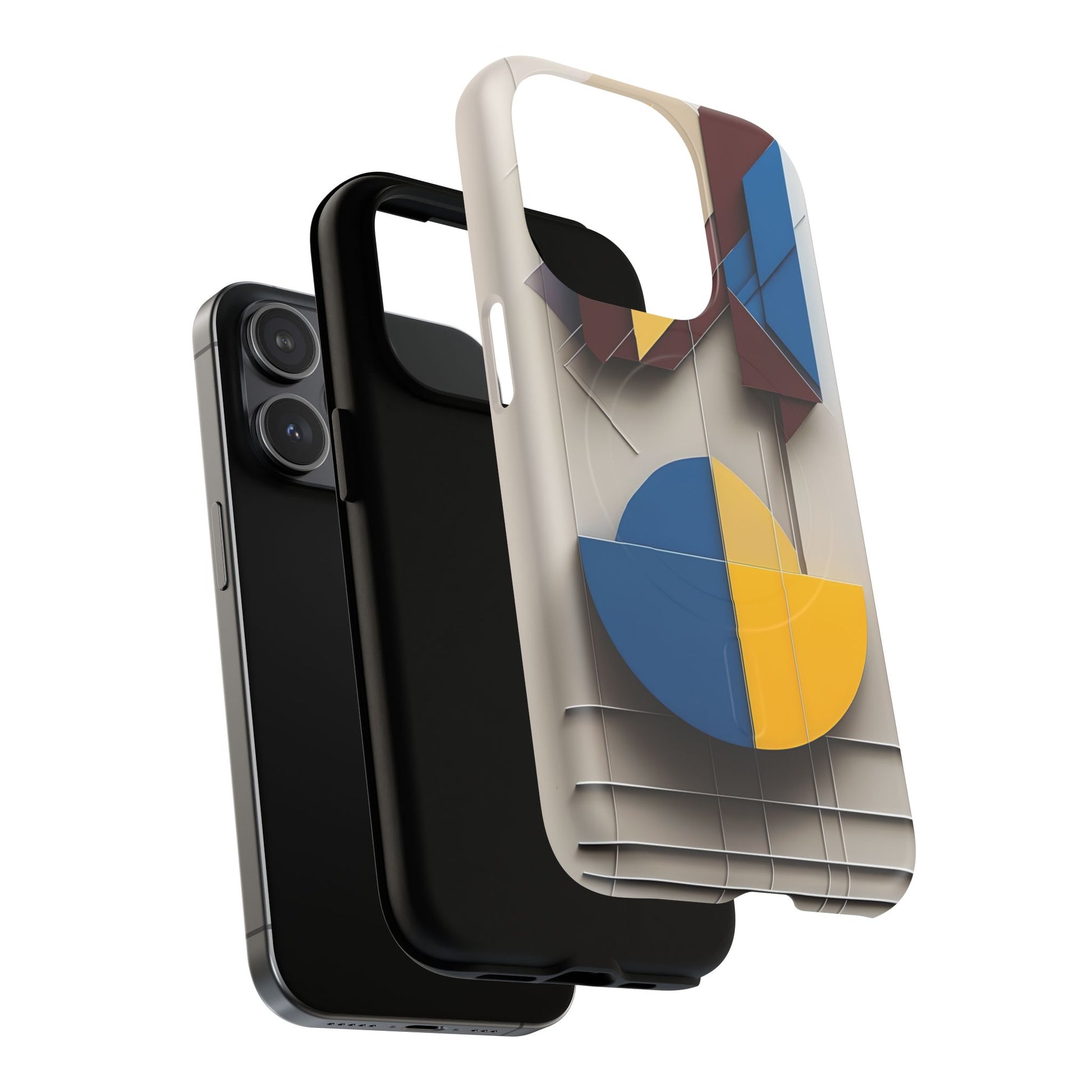 Chromatic Construct iPhone 15 Pro MagSafe Phone Case -Modern Geometrical Design, Primary Colors