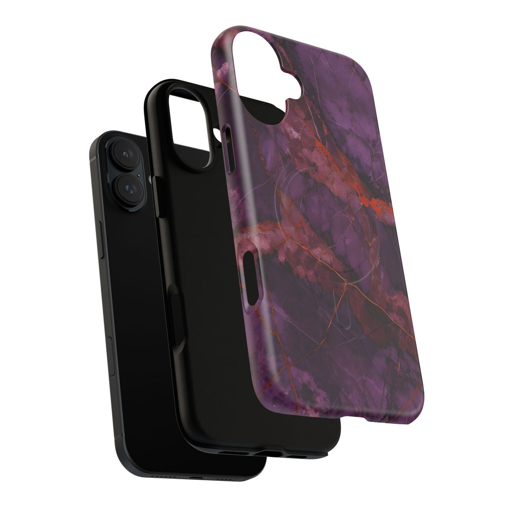 Amethyst Current - Kaleidoscope Collection Artistic Floral Burst - iPhone 16 Plus MagSafe Phone Case - Bold Purple Symmetrical Design