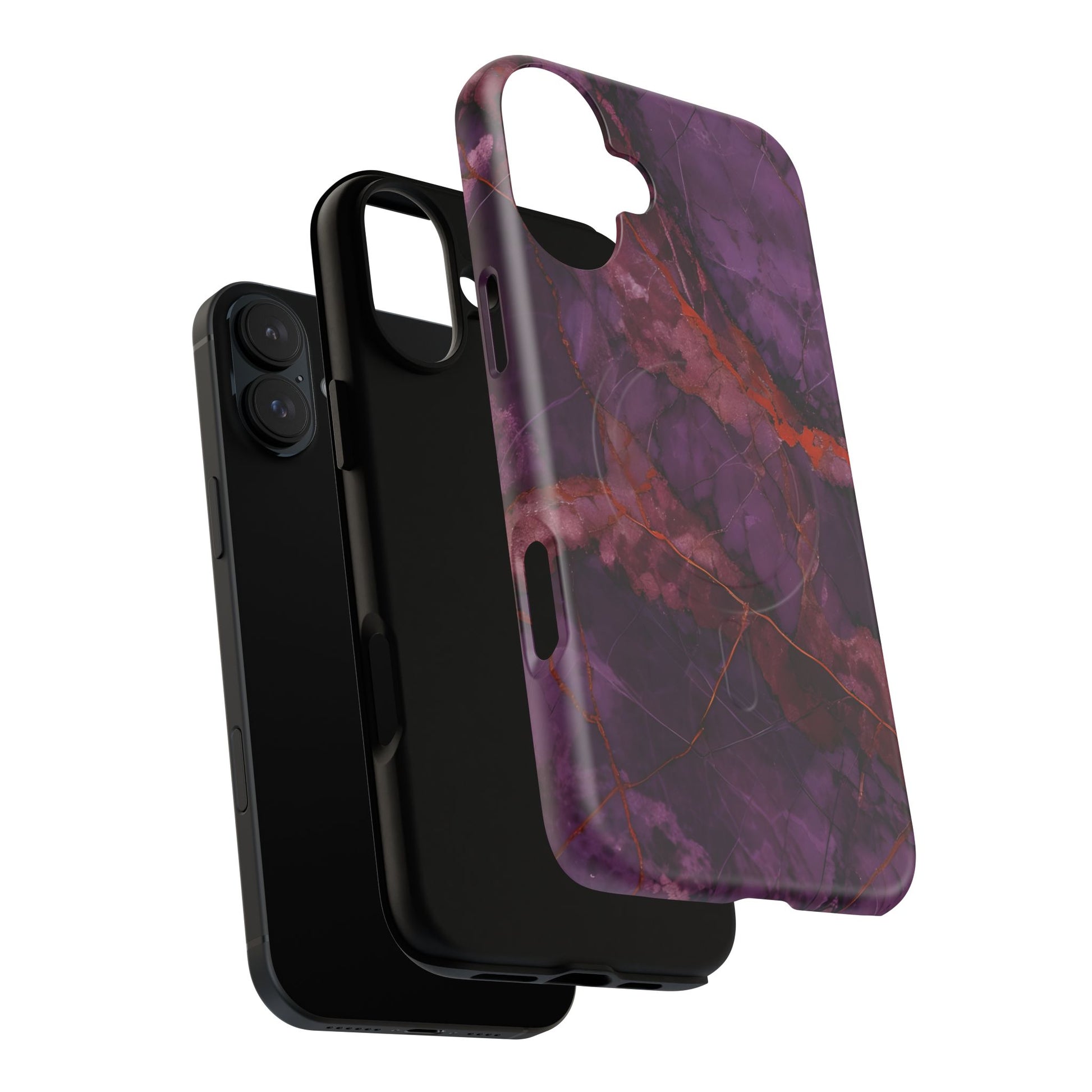 Amethyst Current - Kaleidoscope Collection Artistic Floral Burst - iPhone 16 Plus MagSafe Phone Case - Bold Purple Symmetrical Design
