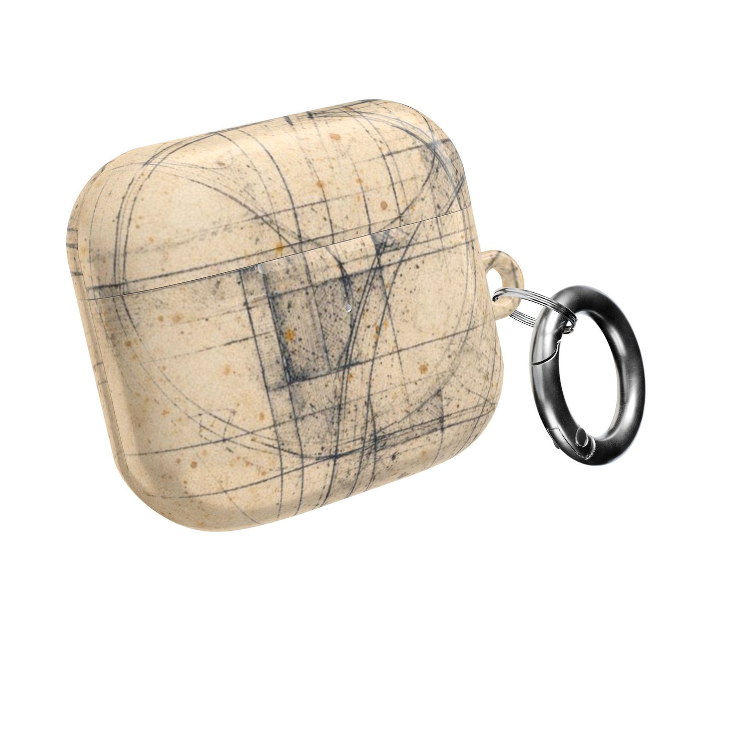 Architectural Parchment Blueprint AirPods Case - Minimalist Technical Sketch Design for Gen 1–4 & Pro