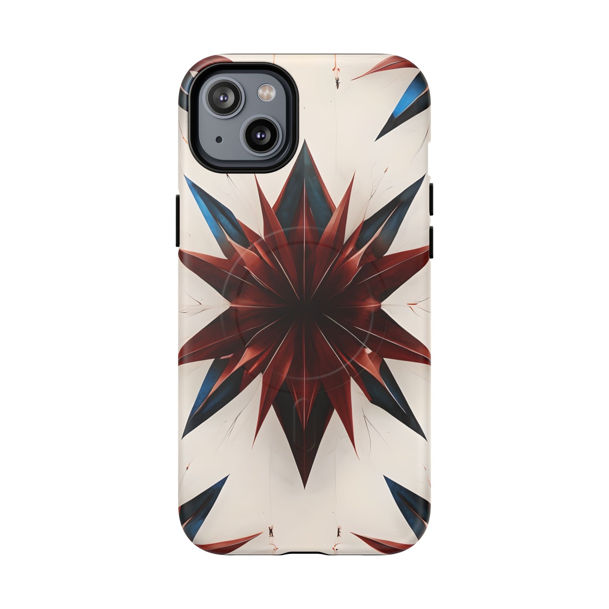 Garnet Starburst - Kaleidoscope Collection Gemstone Floral - iPhone 14 Plus MagSafe Phone Case -Floral Burst Design