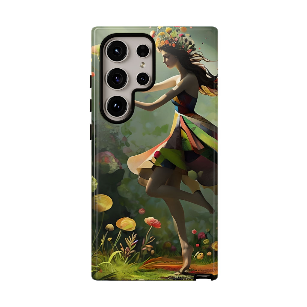 Dancing Wildflower Muse Samsung Galaxy S24 Ultra Tough Case - Artistic Floral Fantasy Cover - Whimsical Nature-Inspired Protective Accessory