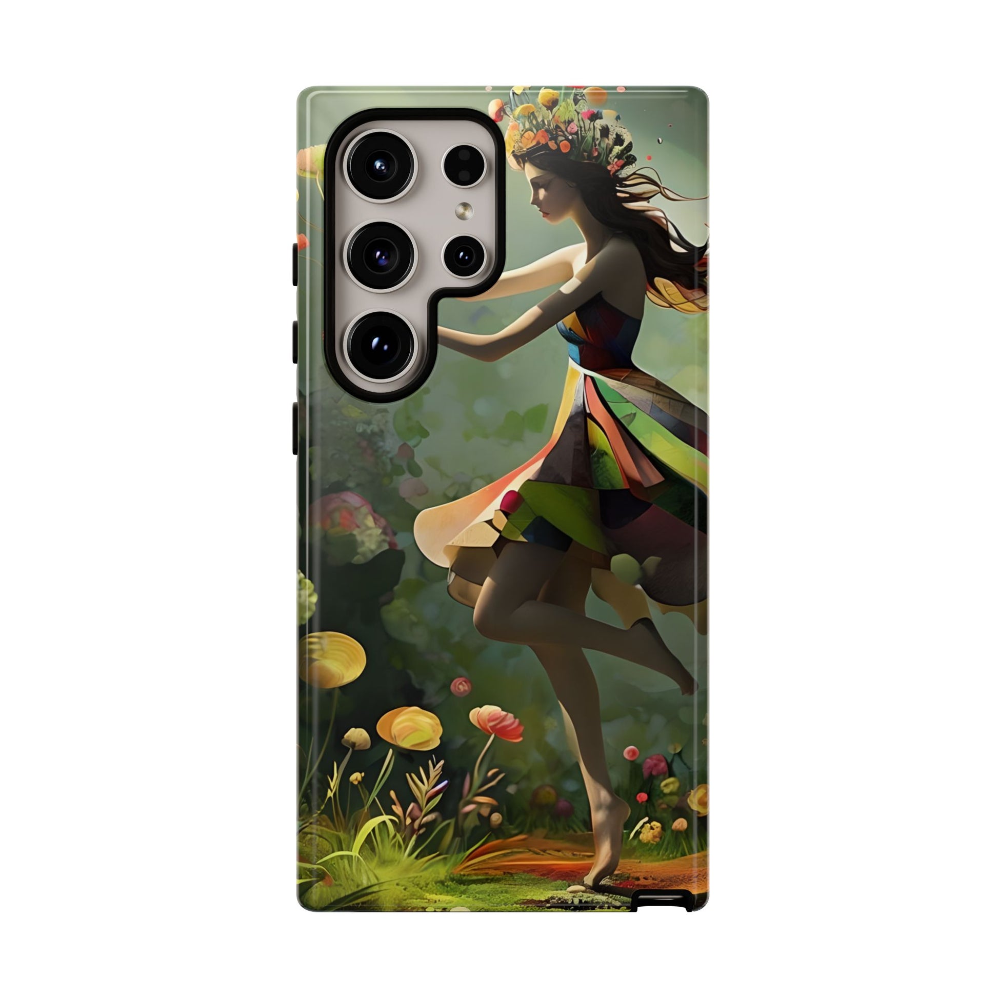 Dancing Wildflower Muse Samsung Galaxy S24 Ultra Tough Case - Artistic Floral Fantasy Cover - Whimsical Nature-Inspired Protective Accessory