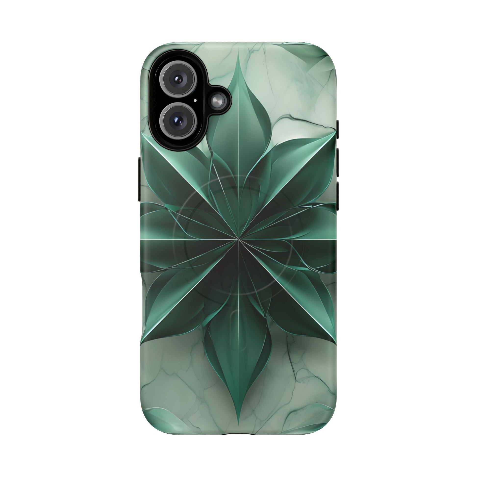Emerald Bloom - iPhone 16 Plus MagSafe Phone Case - Rich Emerald Modern Design