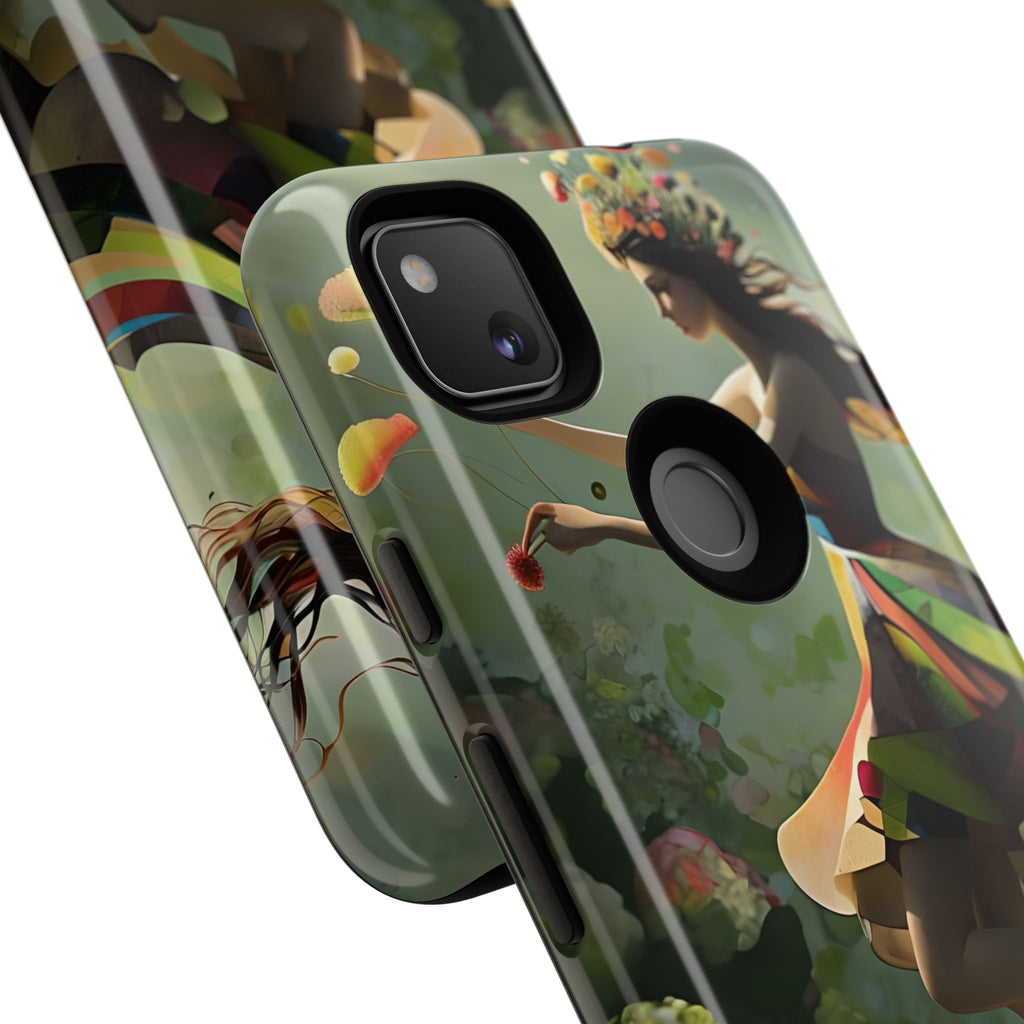 Dancing Wildflower Muse Google Pixel 4a Tough Case - Artistic Floral Fantasy Cover - Whimsical Nature-Inspired Protective Accessory