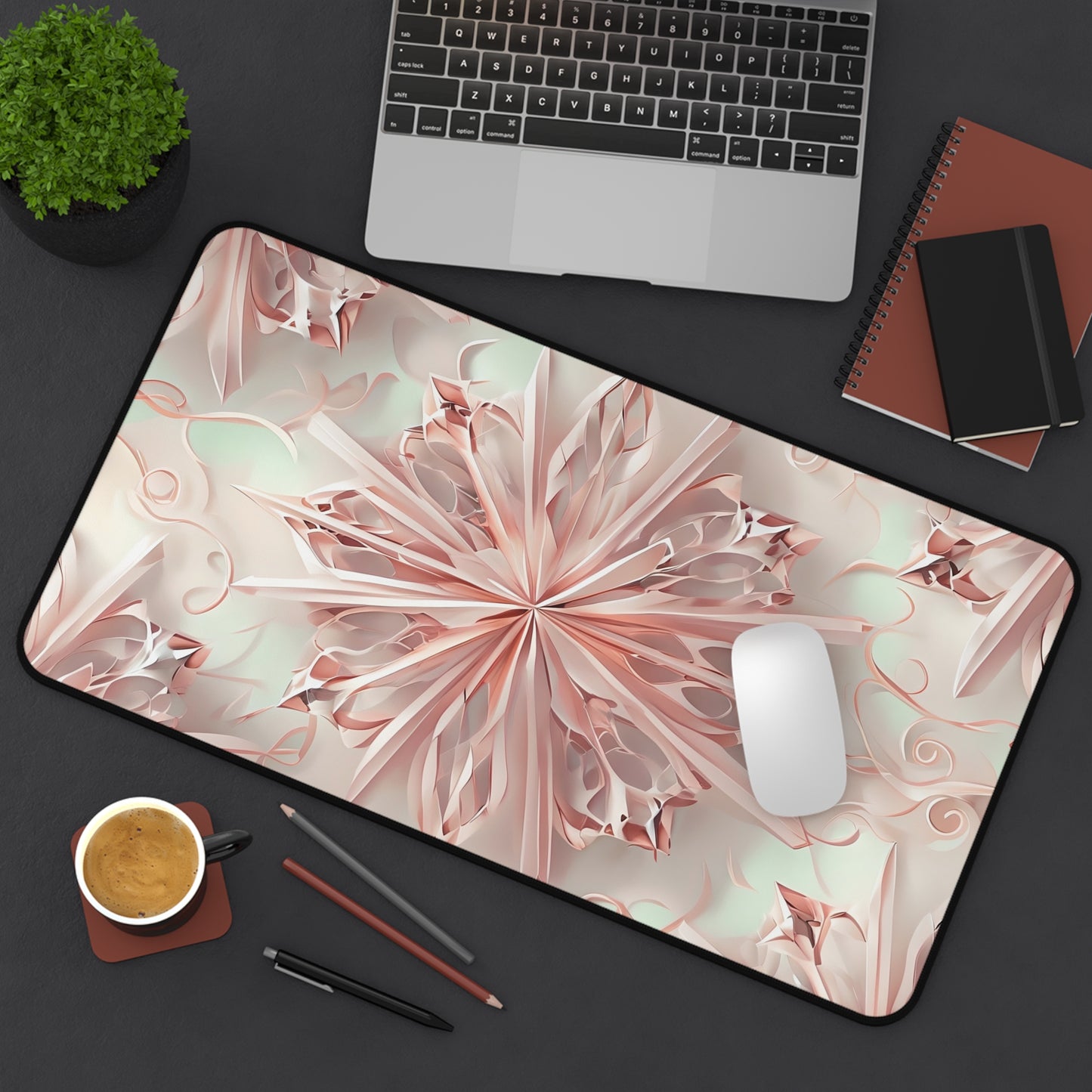 Blush Frost Designer Desk Mat - Premium Office Desk Pad, 3 Sizes Available, Artistic Workspace Protection