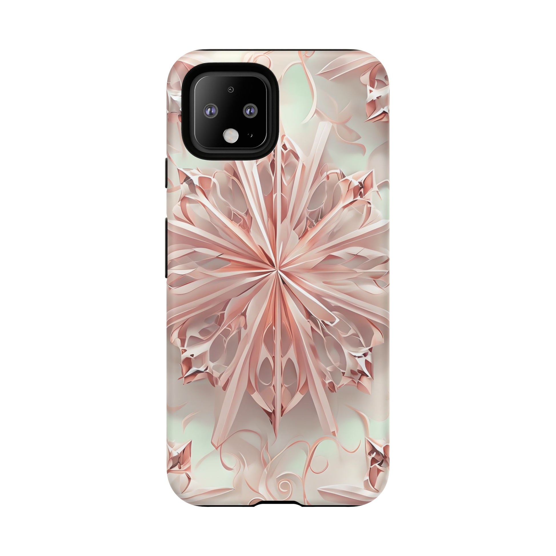 Blush Frost from our Kaleidoscope Collection - Google Pixel 4 tough case - Soft Pink Geometric Floral Design