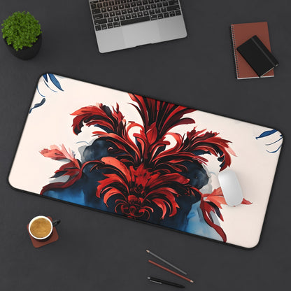Crimson Plume Desk Mat - Premium Office Desk Pad, 3 Sizes Available, Artistic Workspace Protection