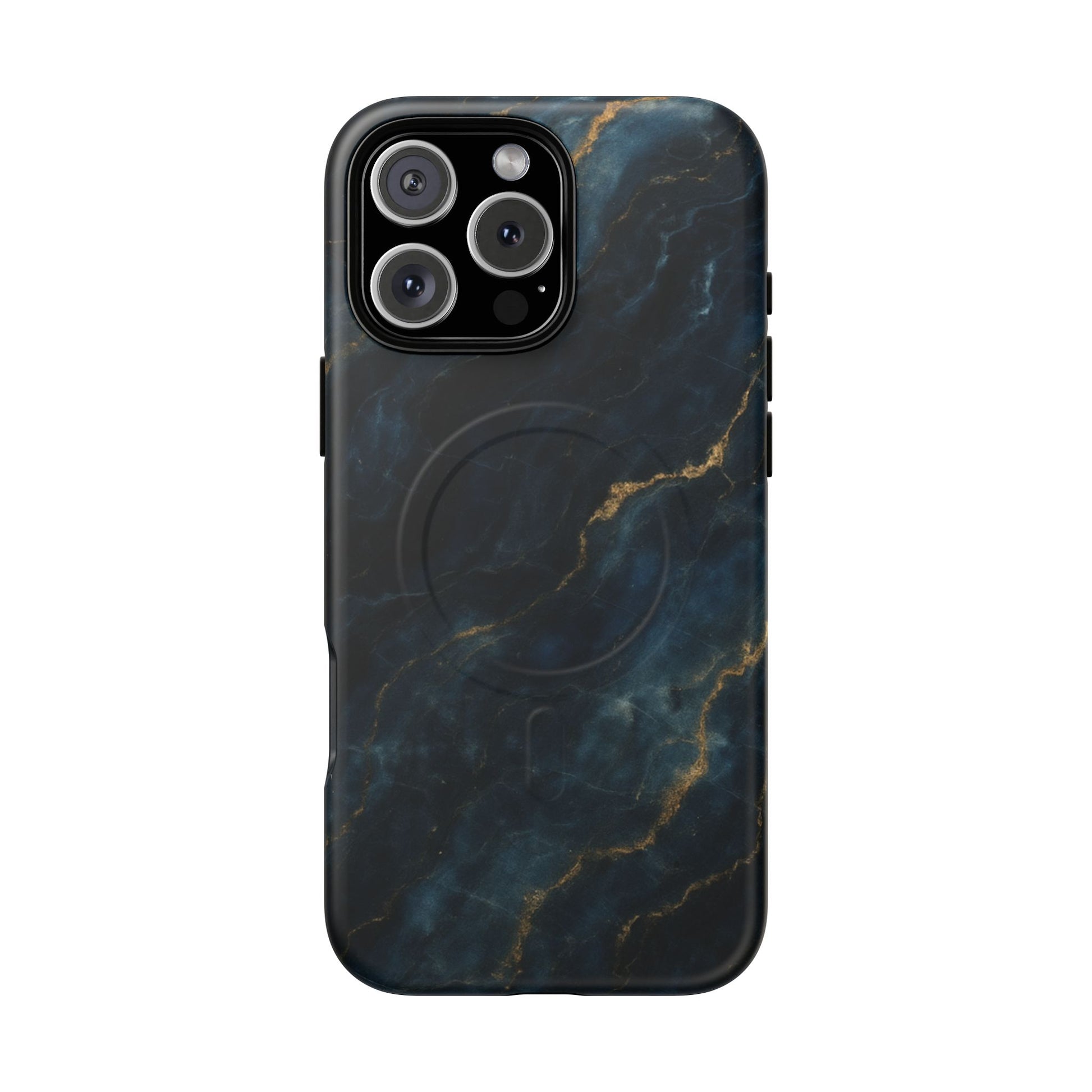 Midnight Marble MagSafe iPhone 16 Pro Max Case - Deep Blue Marble Design Shockproof Cover