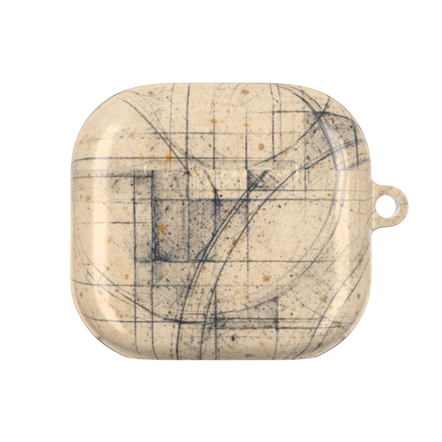 Architectural Parchment Blueprint AirPods Case - Minimalist Technical Sketch Design for Gen 1–4 & Pro