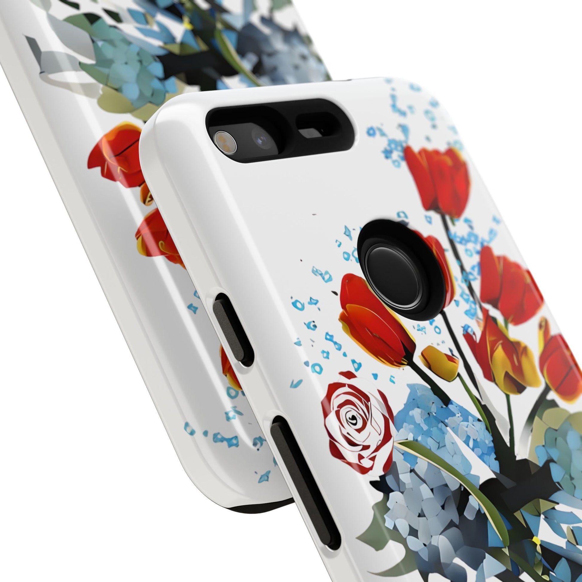 Bouquet Brilliance - Artistic Floral Google Pixel Tough Phone Case - Vibrant Tulip, Rose & Hydrangea Design