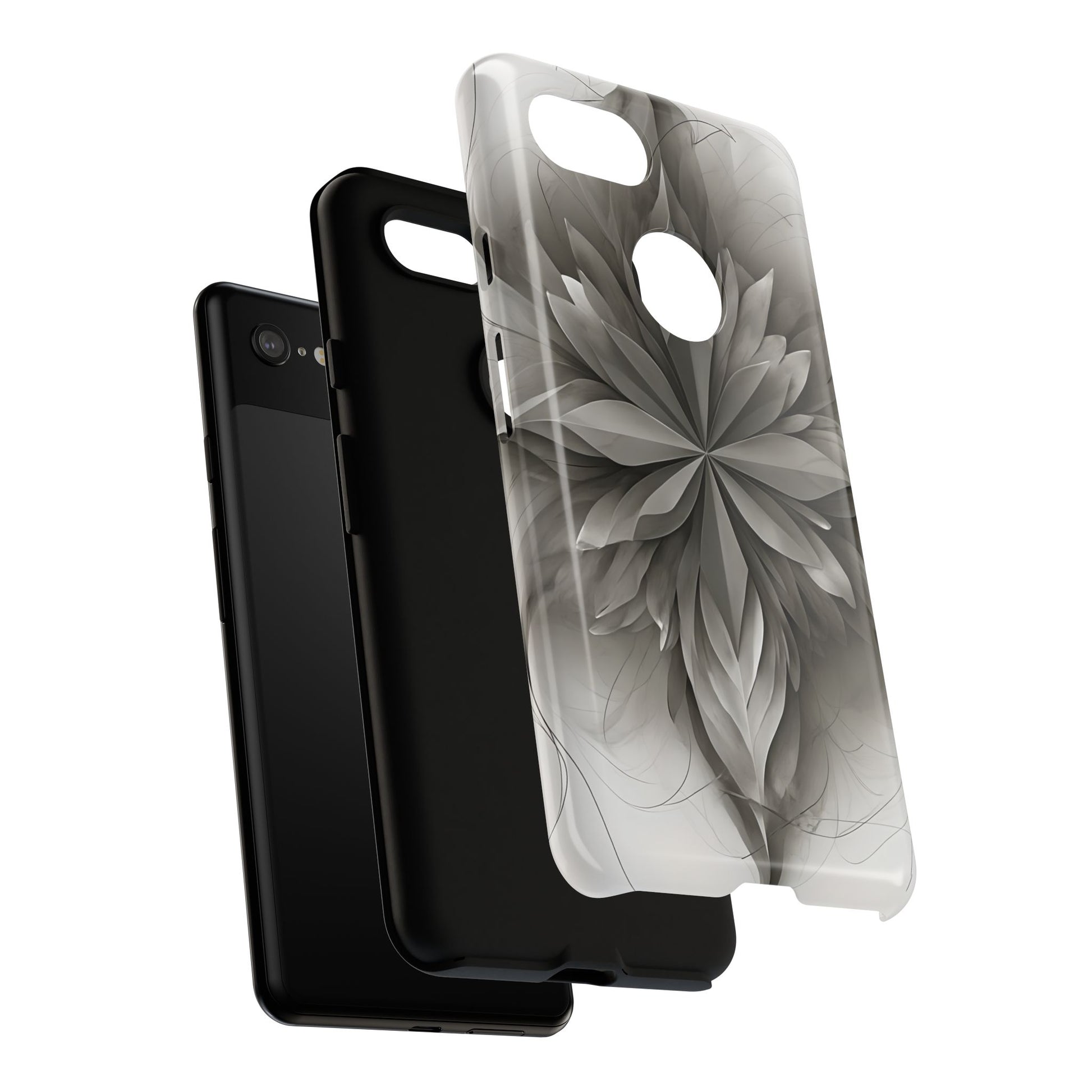 Silver Lotus - Elegant Monochrome Floral Google Pixel 3XL Tough Phone Case - Modern Lotus Design