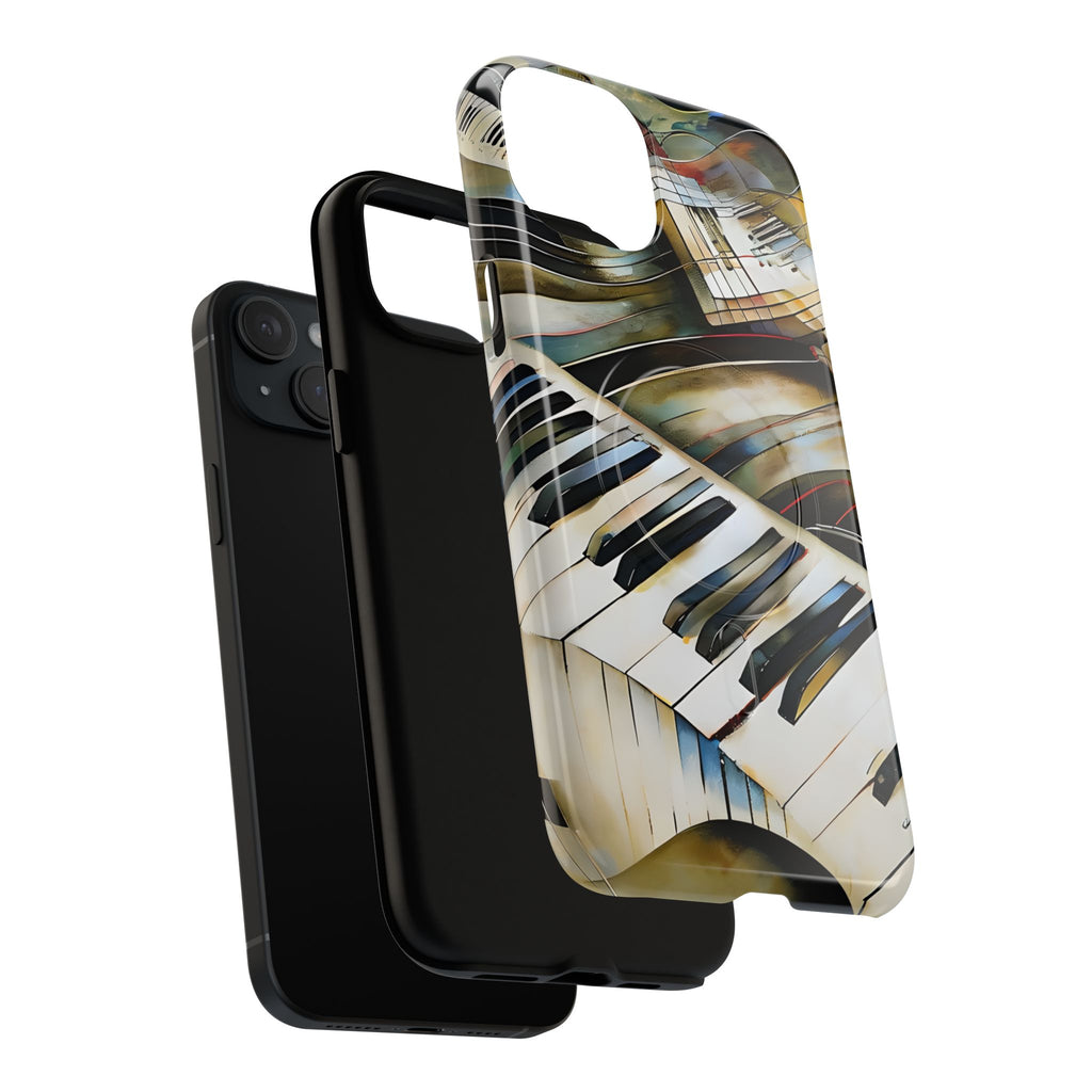 Ivory Cascade Abstract Keyboard Music iPhone 15 Plus MagSafe Case