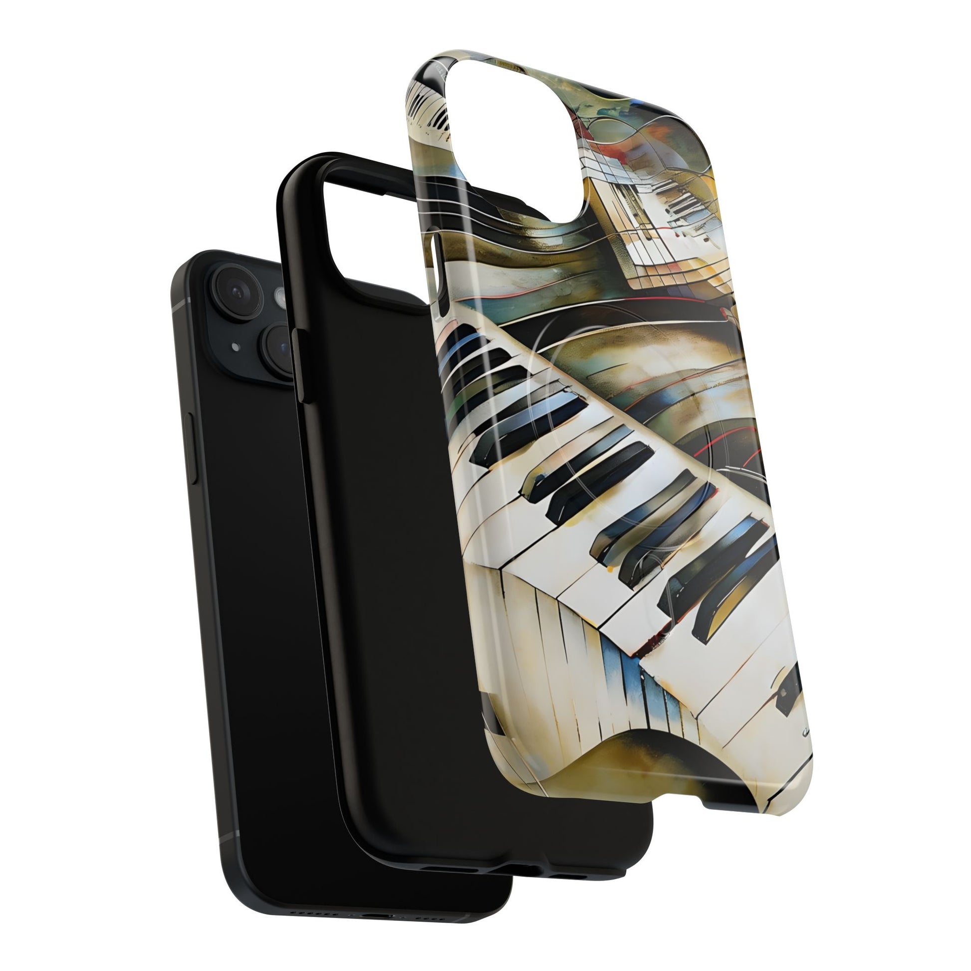 Ivory Cascade Abstract Keyboard Music iPhone 15 Plus MagSafe Case
