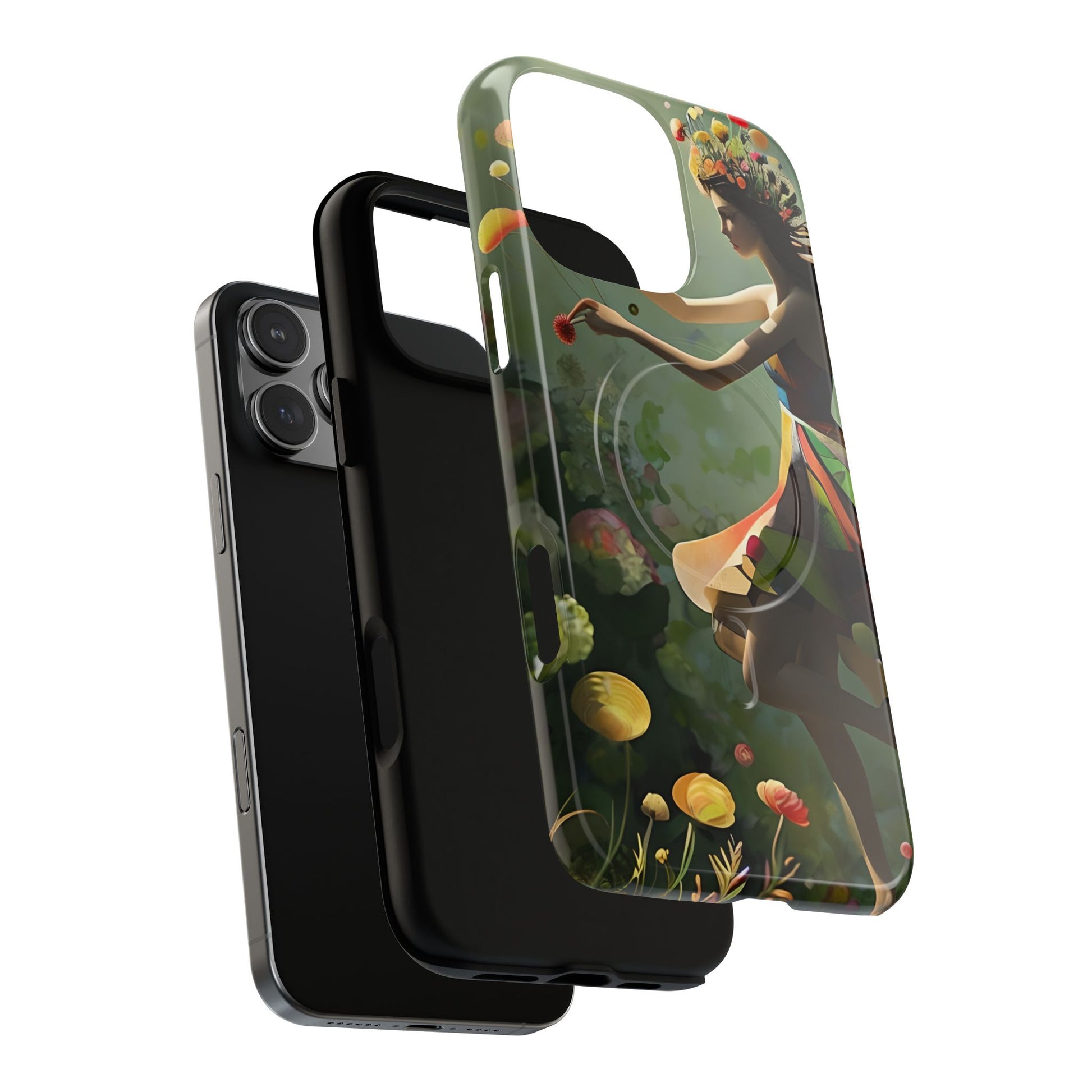 Dancing Wildflower Muse iPhone 16 Pro Max - Artistic Floral Fantasy Cover - MagSafe Compatible - Whimsical Nature-Inspired Protective Accessory
