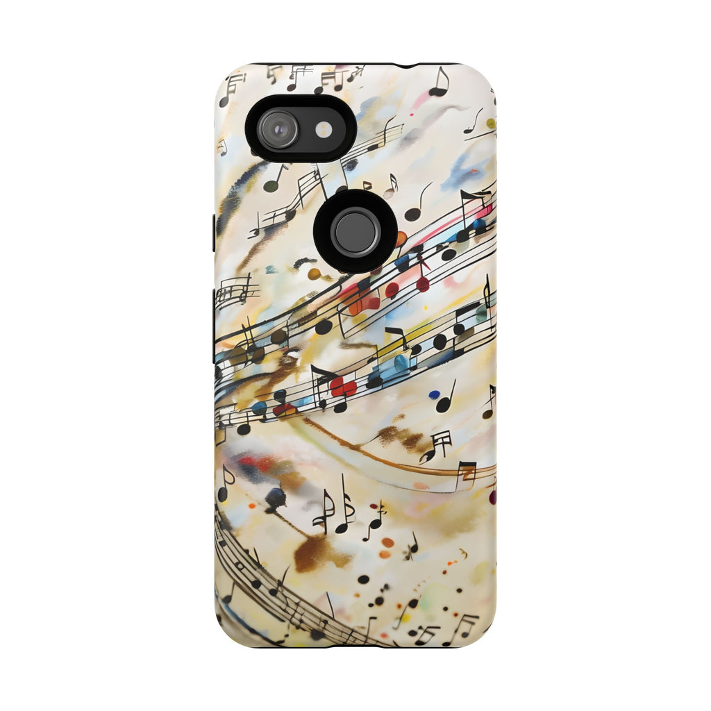 Melodic Flow Abstract Music Notes Tough Case for Google Pixel 3a - Shockproof Phone Cover