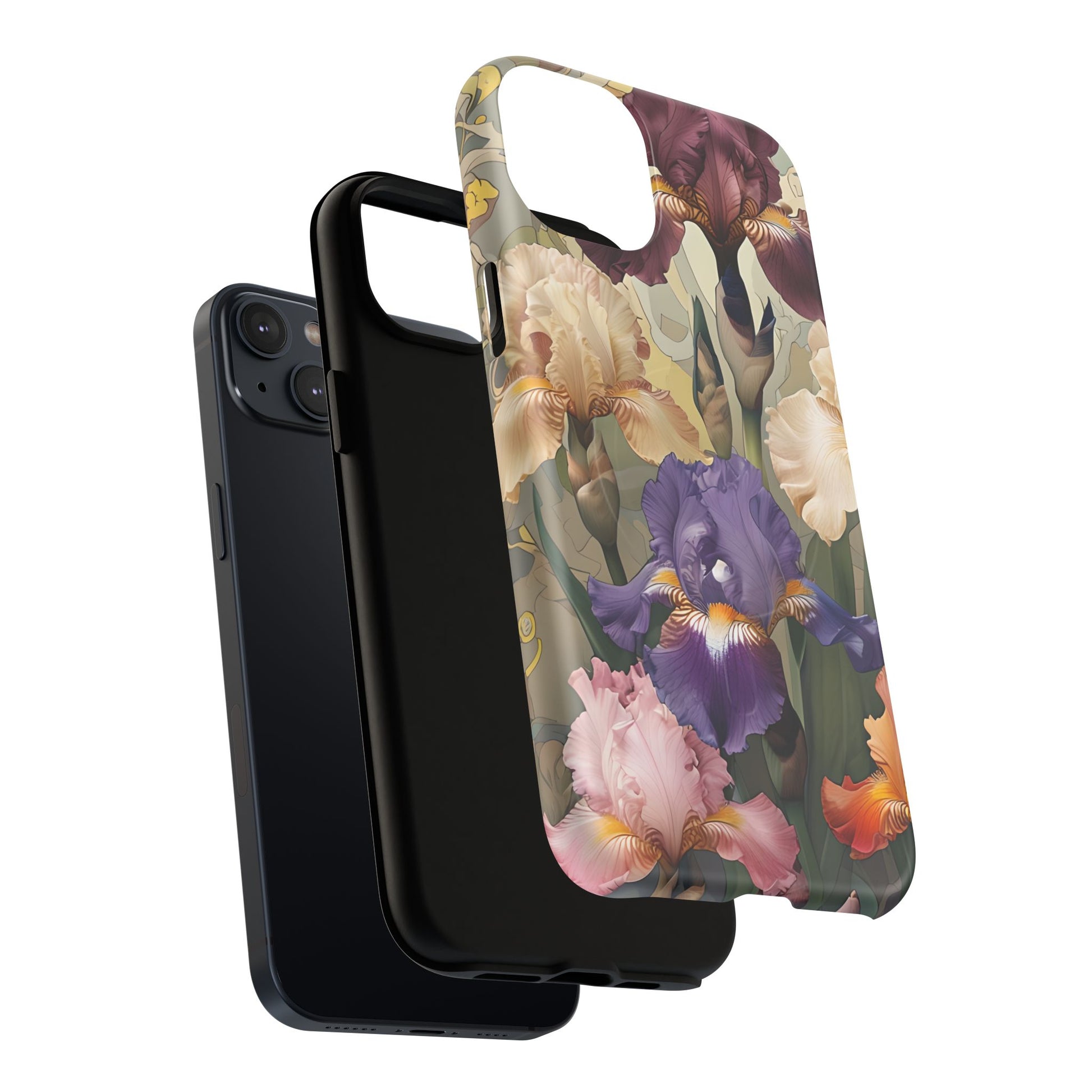 Iris Reverie - Elegant Painterly - iPhone 14 Plus - MagSafe Compatible - Artistic Purple & Cream Iris Design