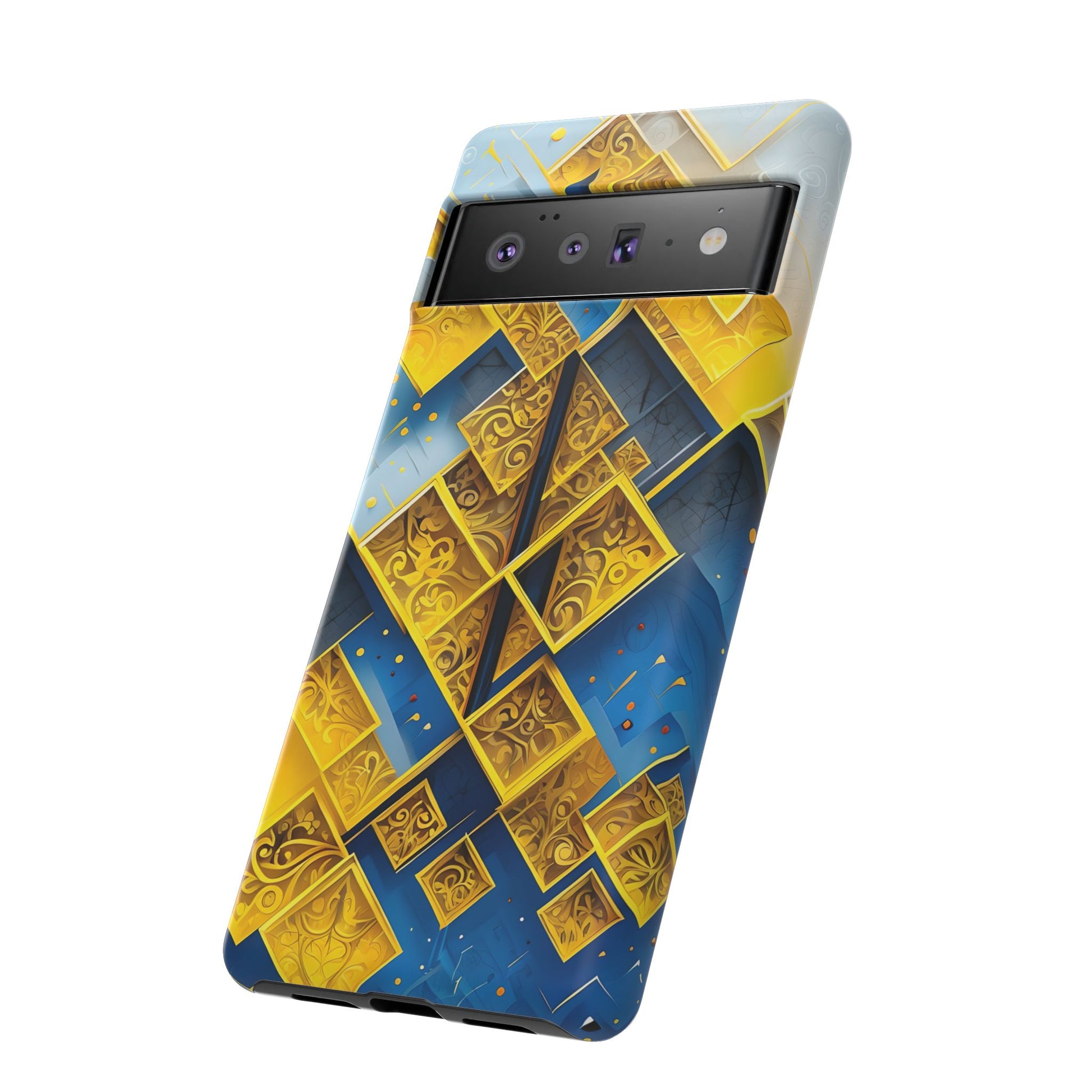 Golden Ascent Luxe Geometric Google Pixel 6 Pro Tough Case - Elegant Abstract Gold Design