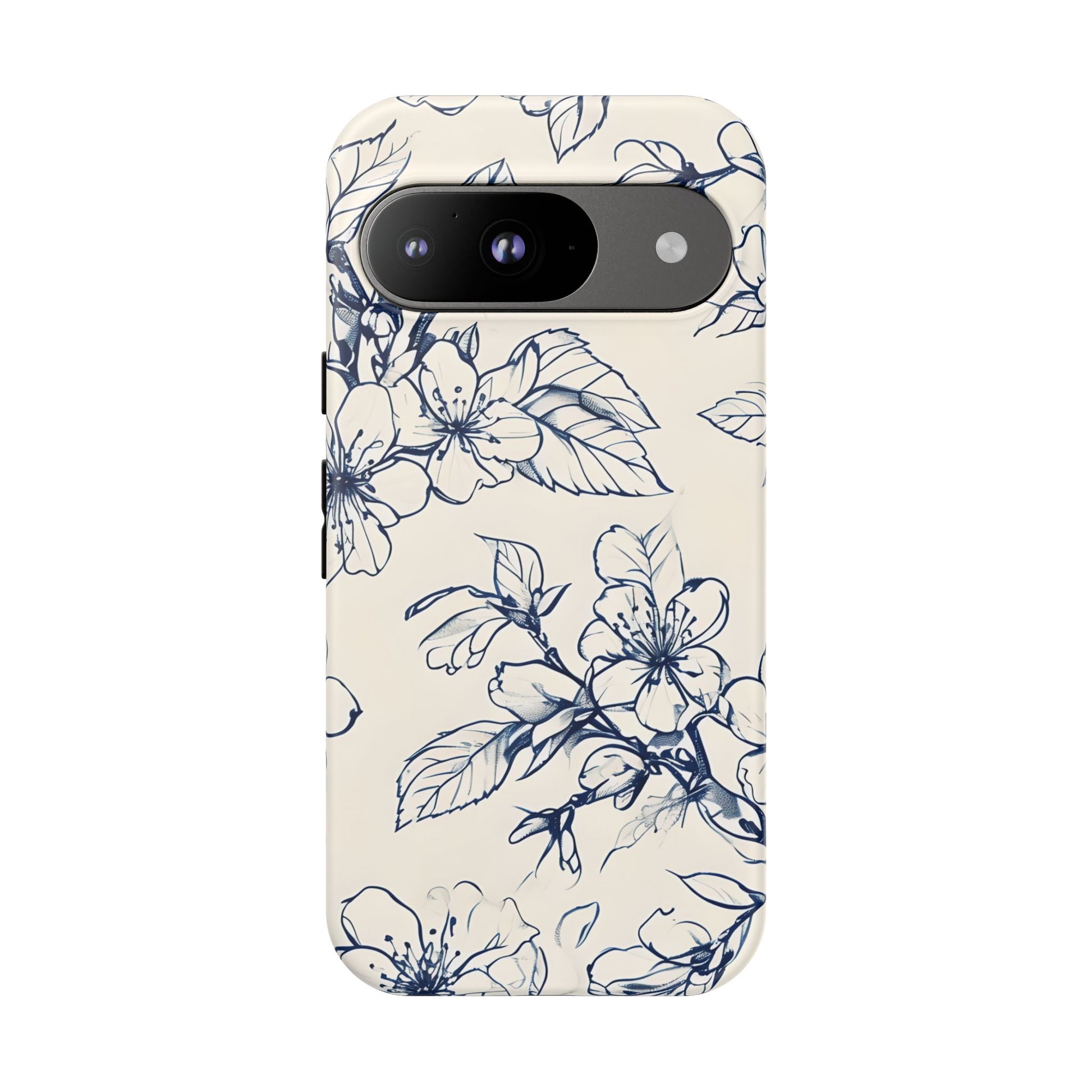 Blossom Sketch - Artistic Blue Floral Google Pixel 9 - Tough Phone Case - Hand-Drawn Botanical Design