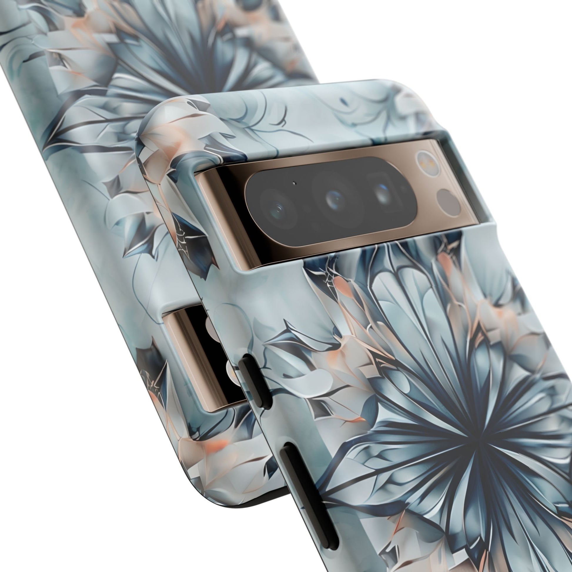 Indigo Mirage - Artistic Kaleidoscope Collection Artistic Floral - Google Pixel 8 Pro Tough Phone Case - Bold Indigo Symmetrical Design