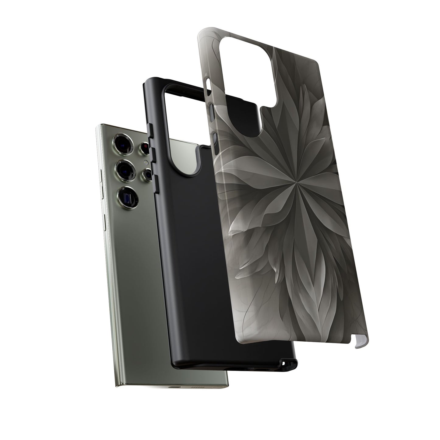 Silver Lotus flower Samsung Galaxy tough phone case dual layer protection