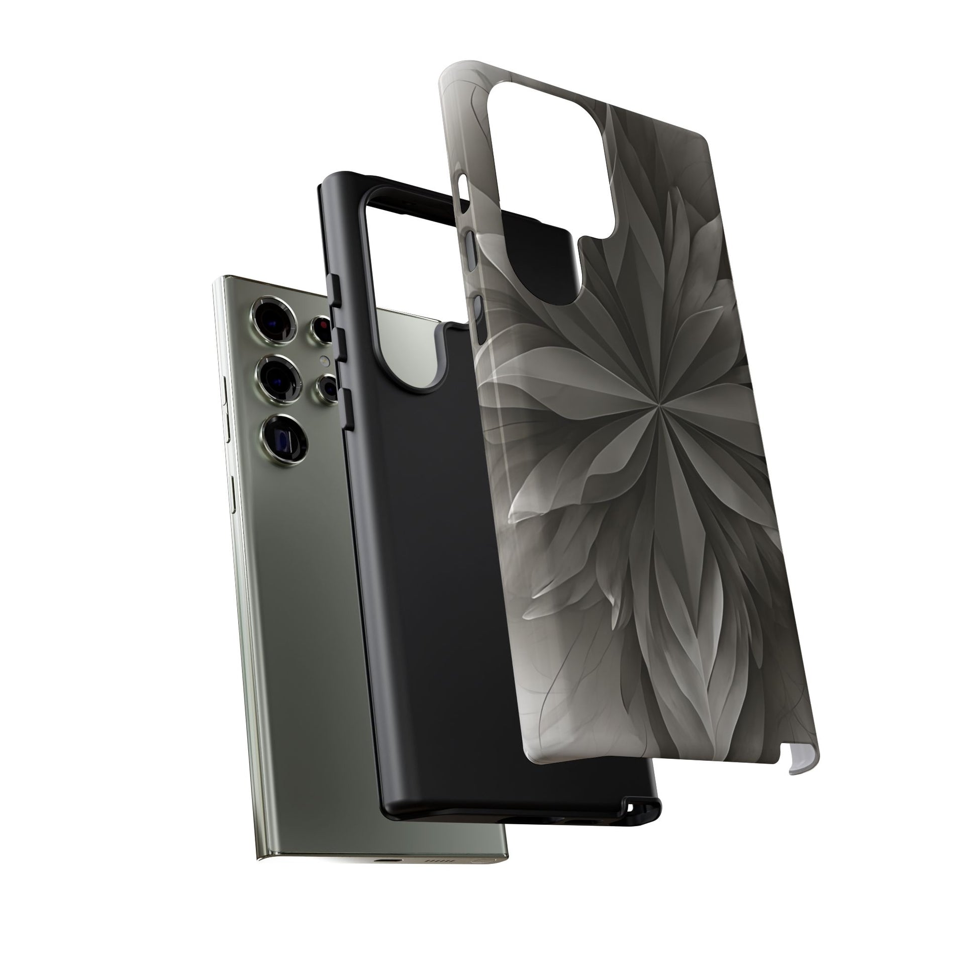 Silver Lotus flower Samsung Galaxy tough phone case dual layer protection