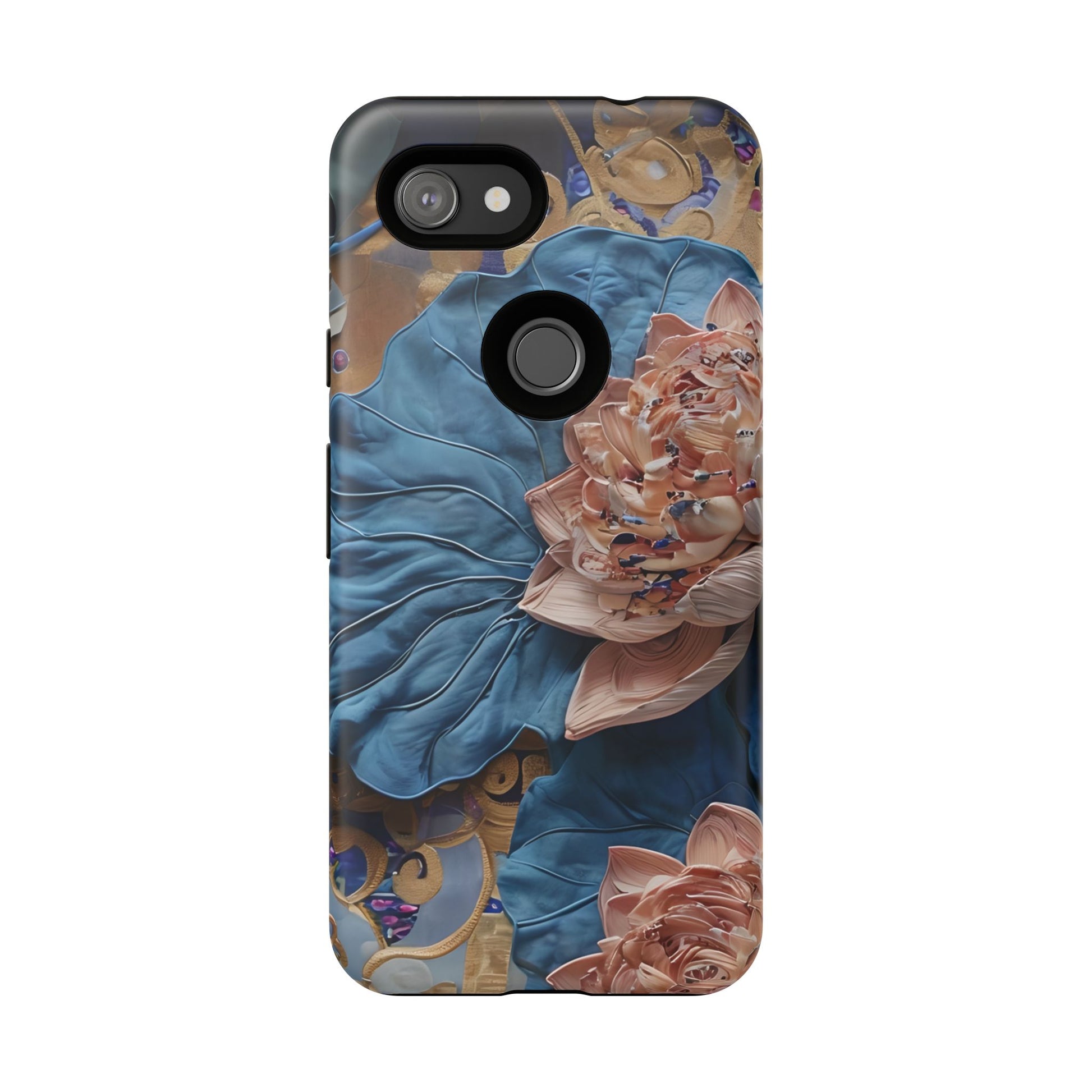 Peony Midnight Tapestry - Google Pixel 3a - Elegant Blue & Blush Artful Phone Cover