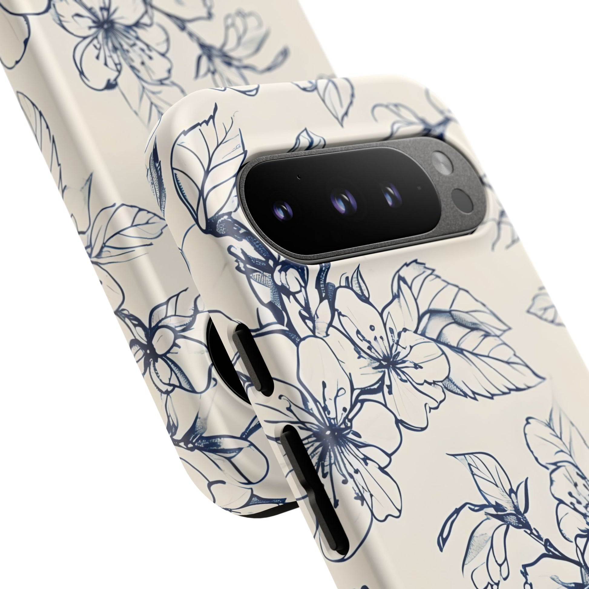 Blossom Sketch - Artistic Blue Floral Google Pixel 9 Pro - Tough Phone Case - Hand-Drawn Botanical Design